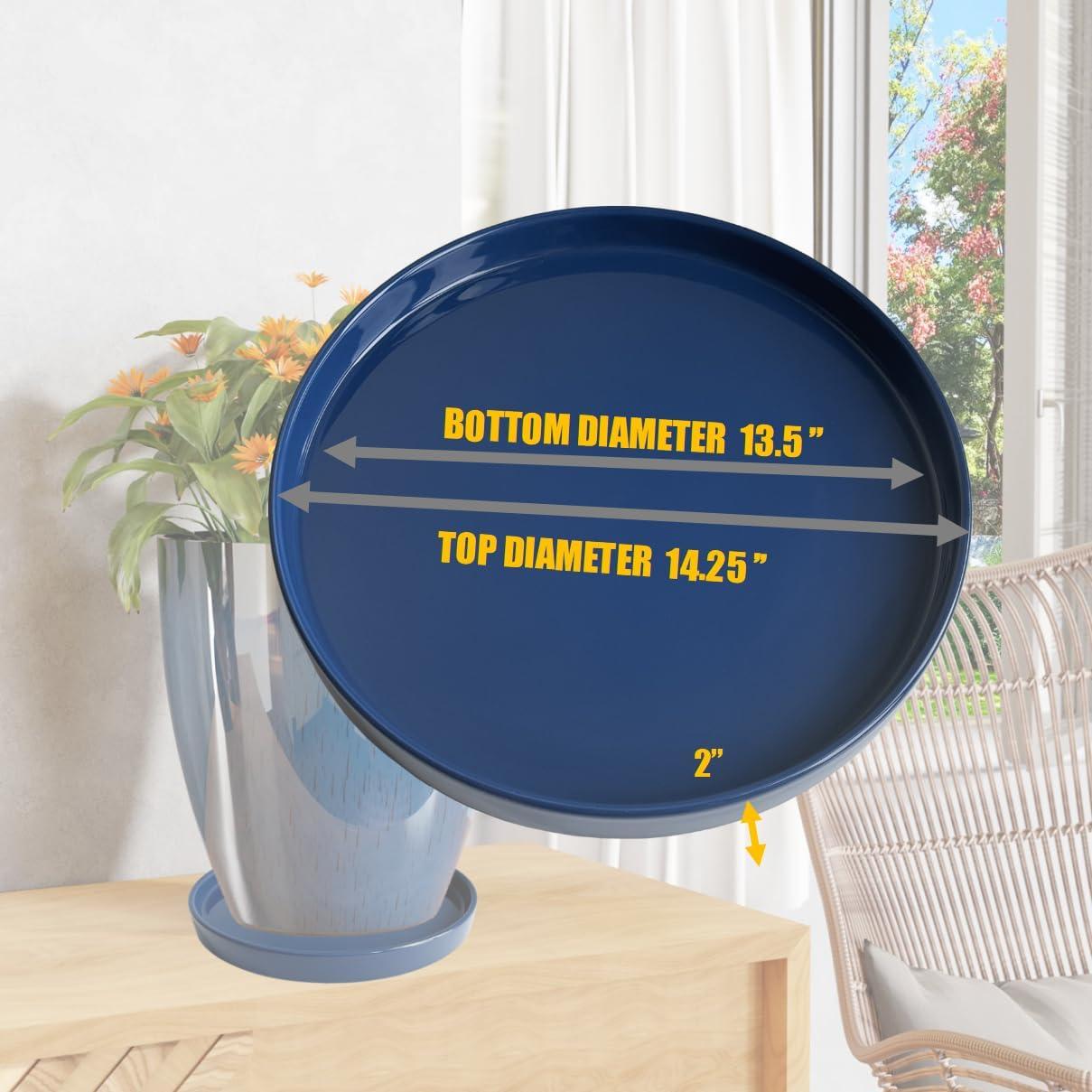 Plato de Cerámica Azul Yukfona 38 cm para Macetas