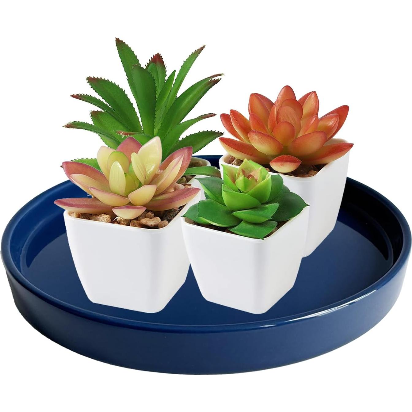 Plato de Cerámica Azul Yukfona 38 cm para Macetas