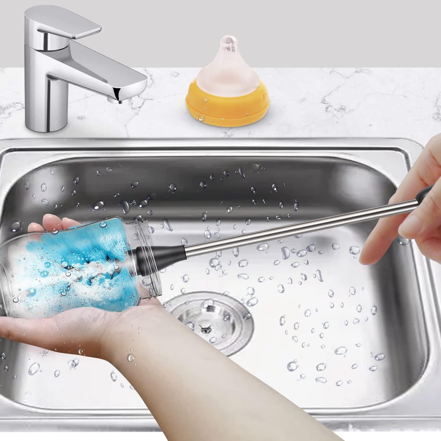 Cepillo de Botellas AIOUIERSCN de Acero Inoxidable 38.1 cm