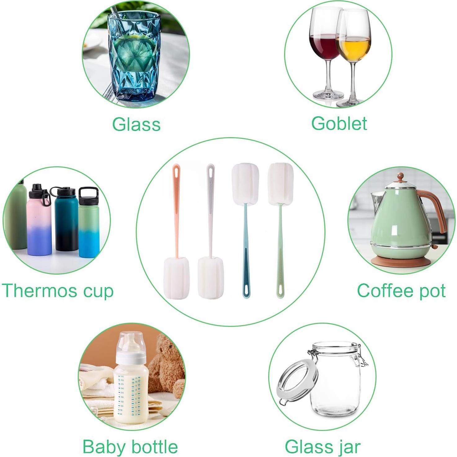 Set de 4 Cepillos Limpiadores de Botellas Inheming