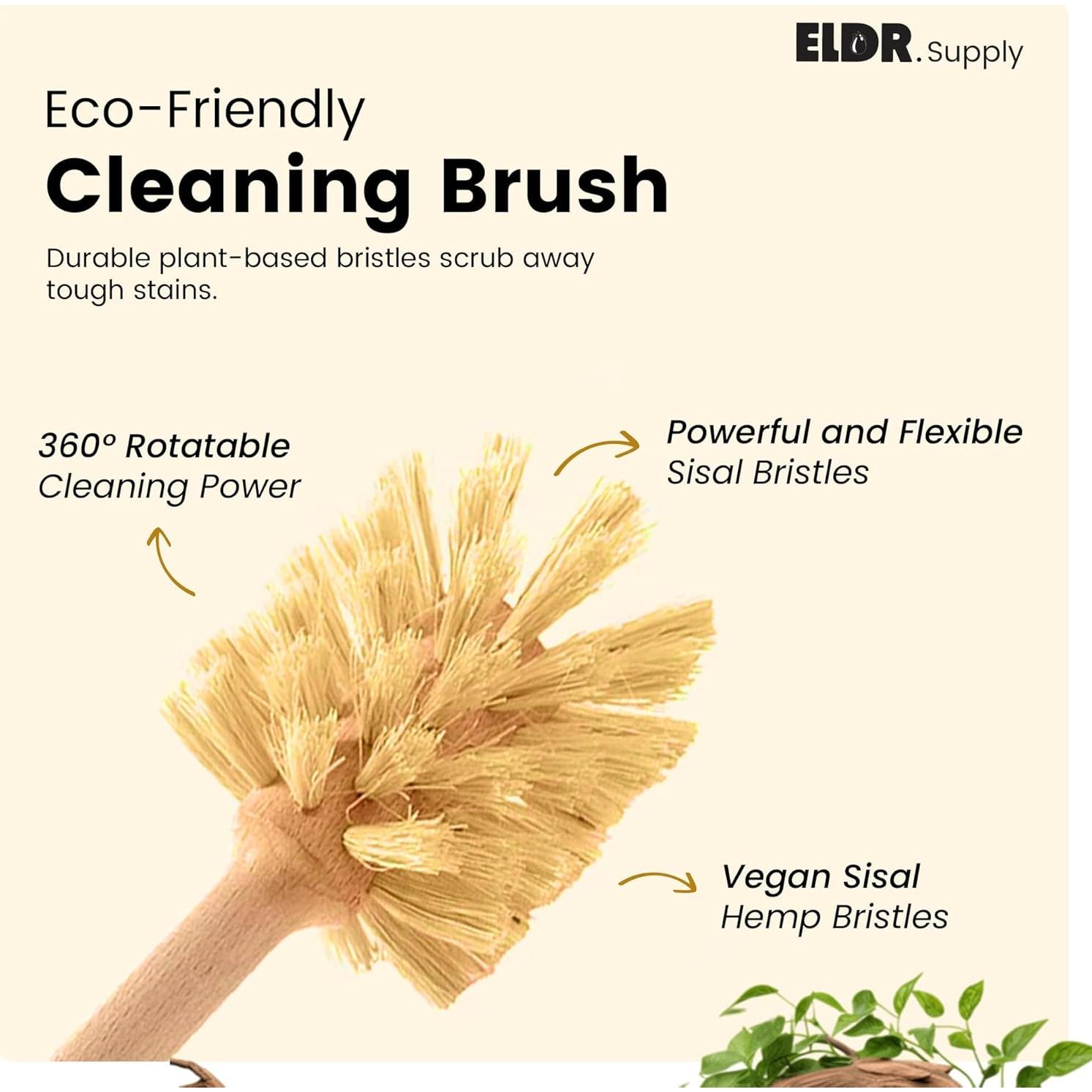 Cepillo para Botellas ELDR Supply, Mango Largo 35.6cm, Cerdas de Cáñamo