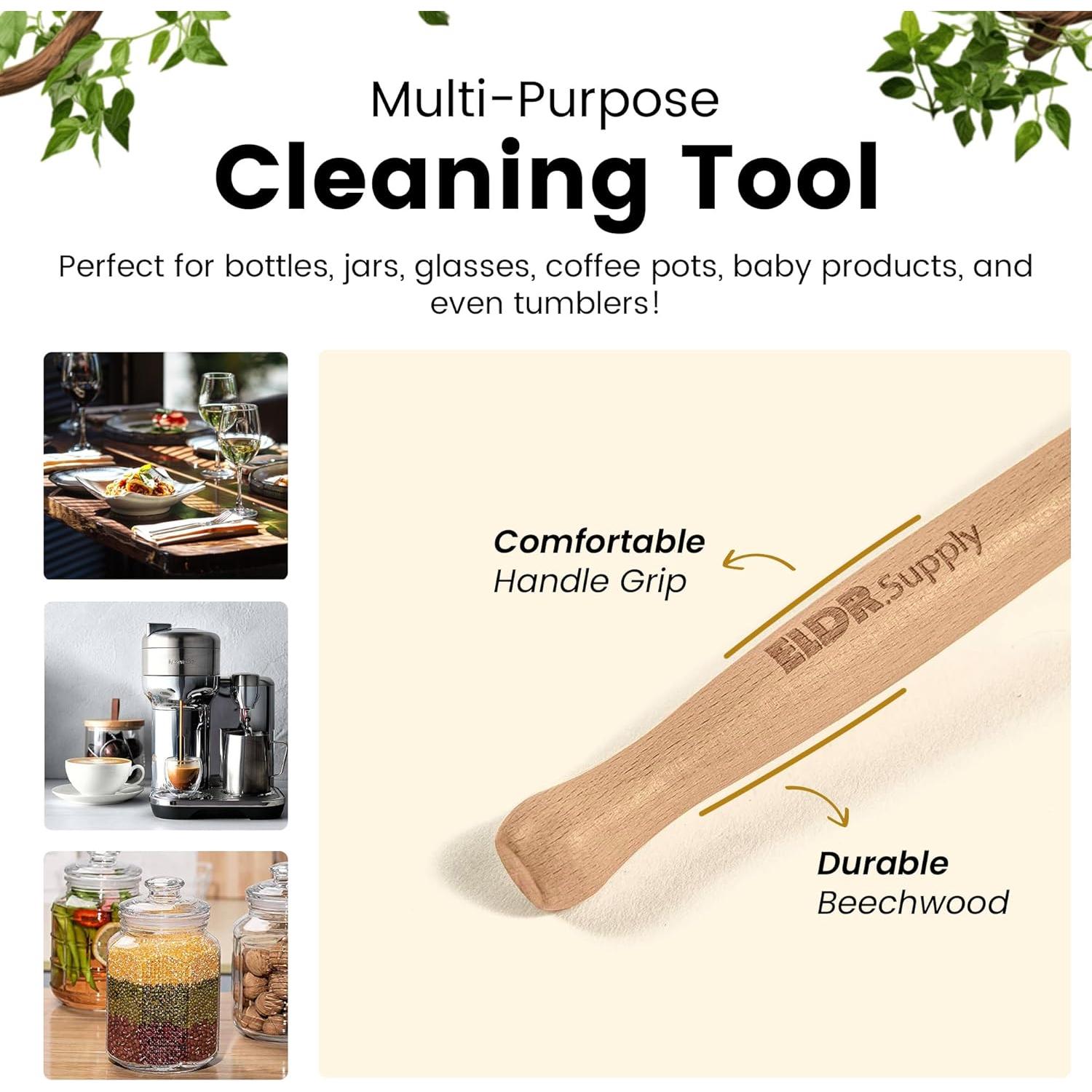 Cepillo para Botellas ELDR Supply, Mango Largo 35.6cm, Cerdas de Cáñamo