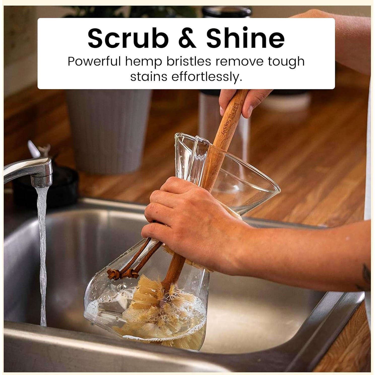 Cepillo para Botellas ELDR Supply, Mango Largo 35.6cm, Cerdas de Cáñamo