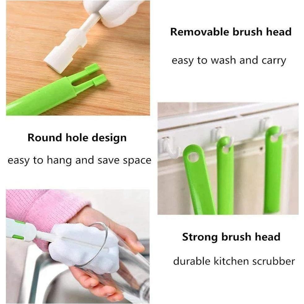 Cepillo para Botellas INVODA 4 Pcs, Limpieza Suave y Ecológica