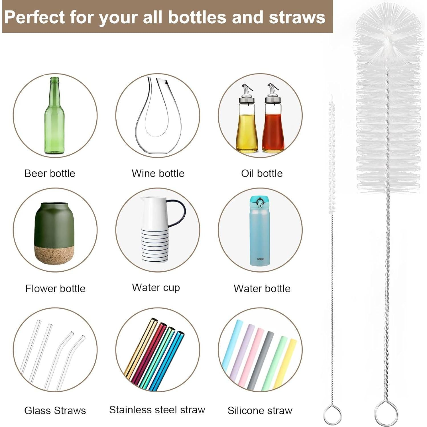 Juego de 8 Cepillos Limpiadores de Botellas y Pajitas Yolaist