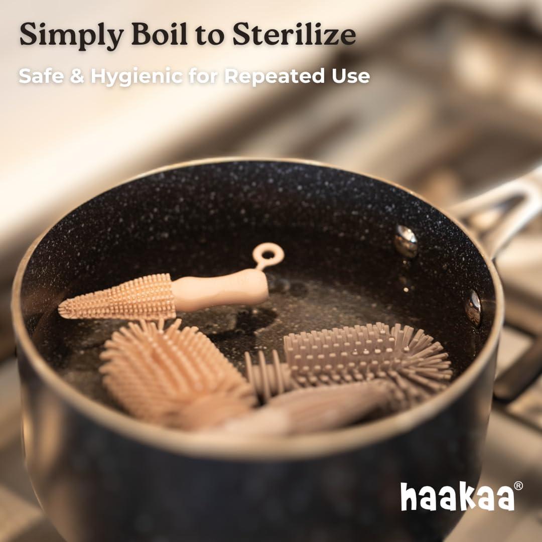 Kit de Cepillos de Limpieza de Silicona Haakaa - 3 Unidades