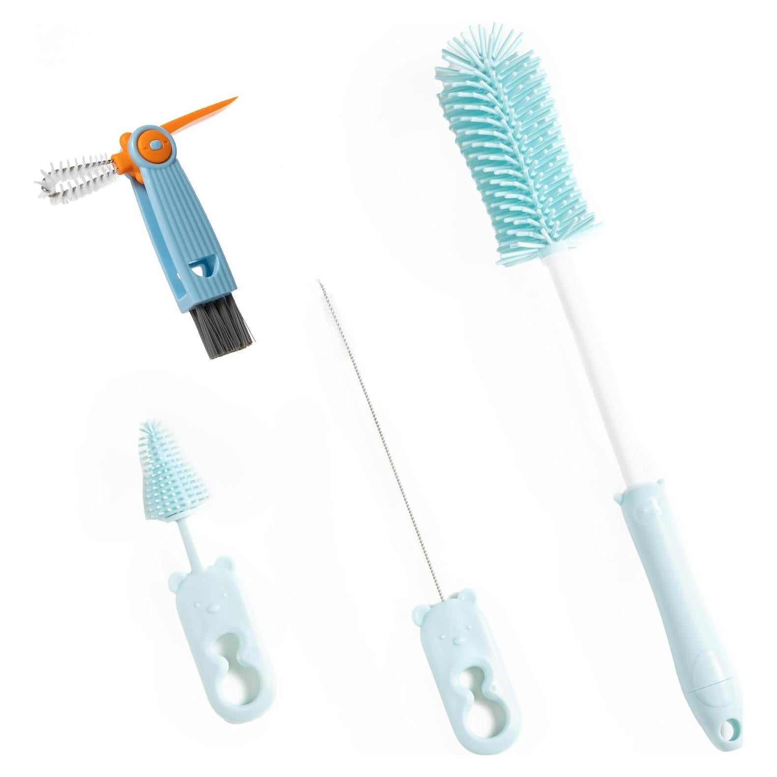 Cepillo de Limpieza de Botellas Chemimoso, 4 Piezas, Azul