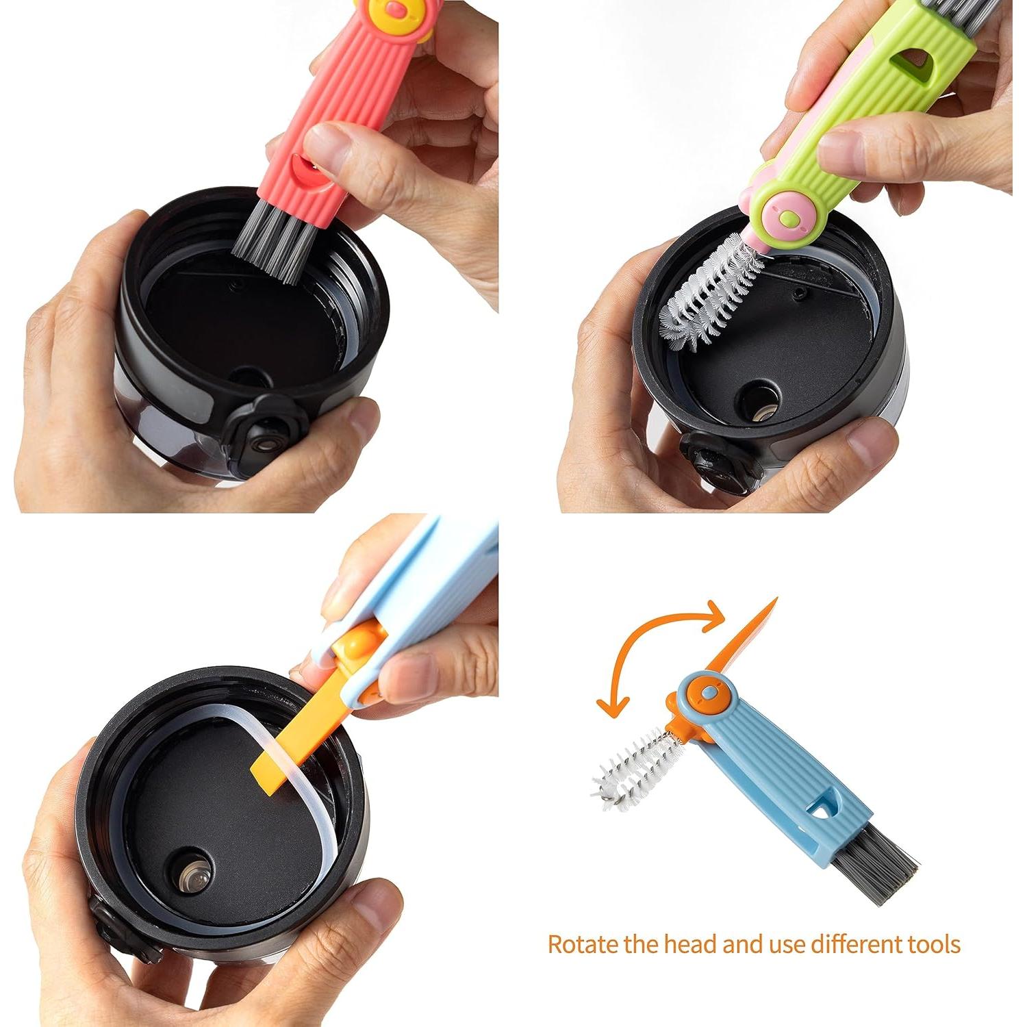 Cepillo de Limpieza de Botellas Chemimoso, 4 Piezas, Azul