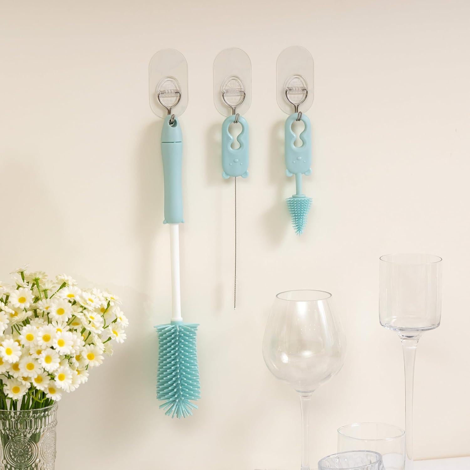 Cepillo de Limpieza de Botellas Chemimoso, 4 Piezas, Azul