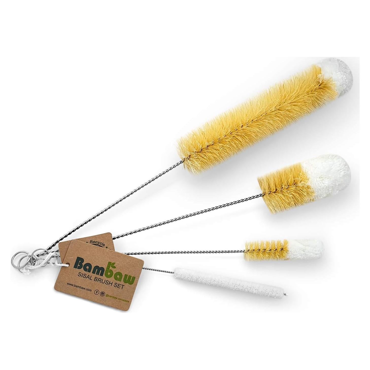 Juego de Cepillos Limpiadores de Botellas Bambaw - 4 Piezas