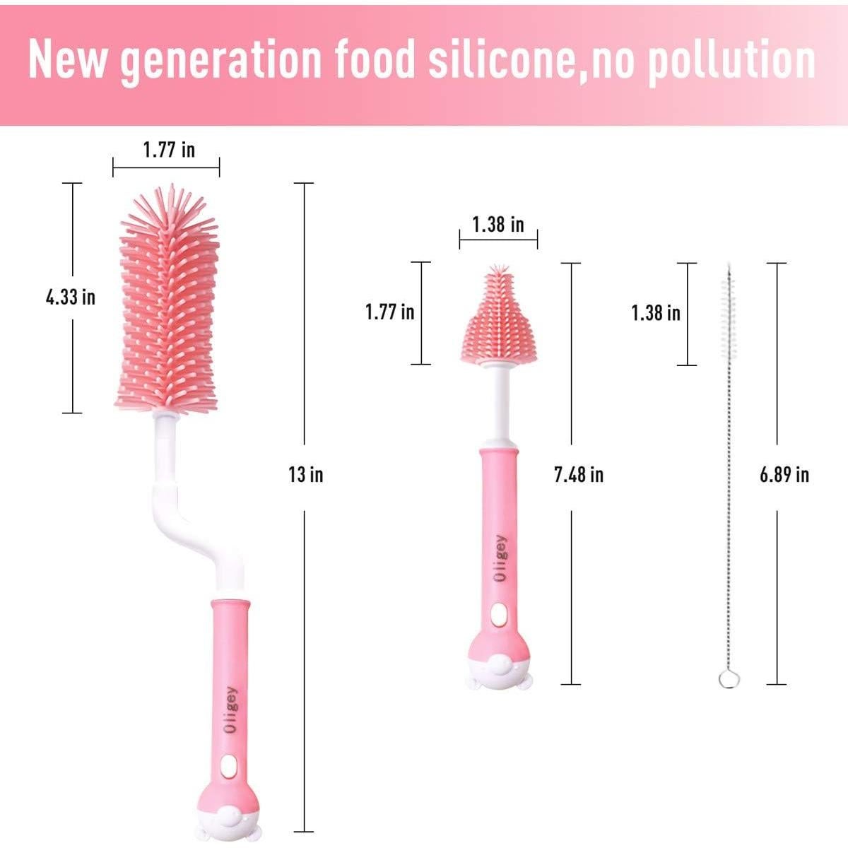 Juego de Cepillos de Limpieza Oligey para Bebés - Silicona 3 en 1