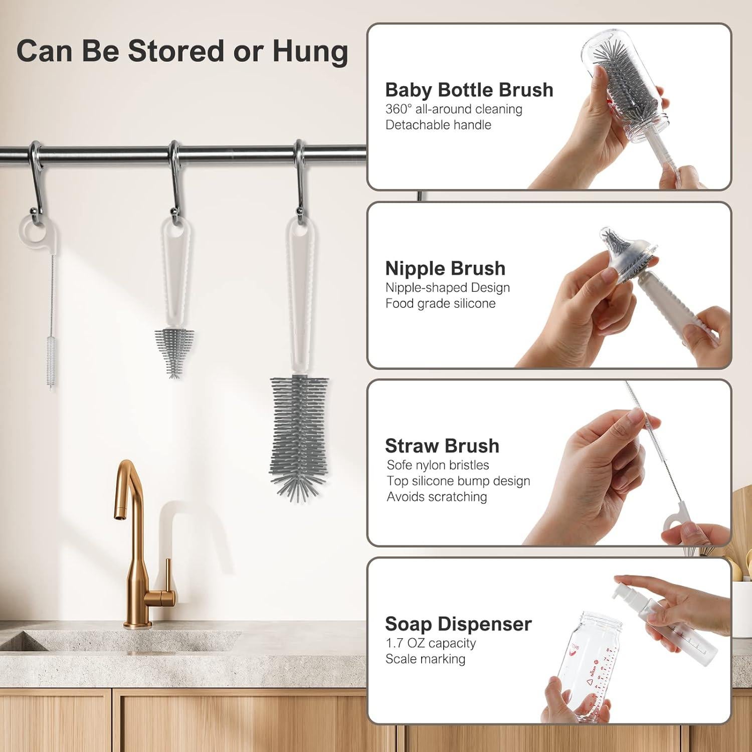 Set de Limpiador de Biberones 6 en 1 YomauiYee - Silicona