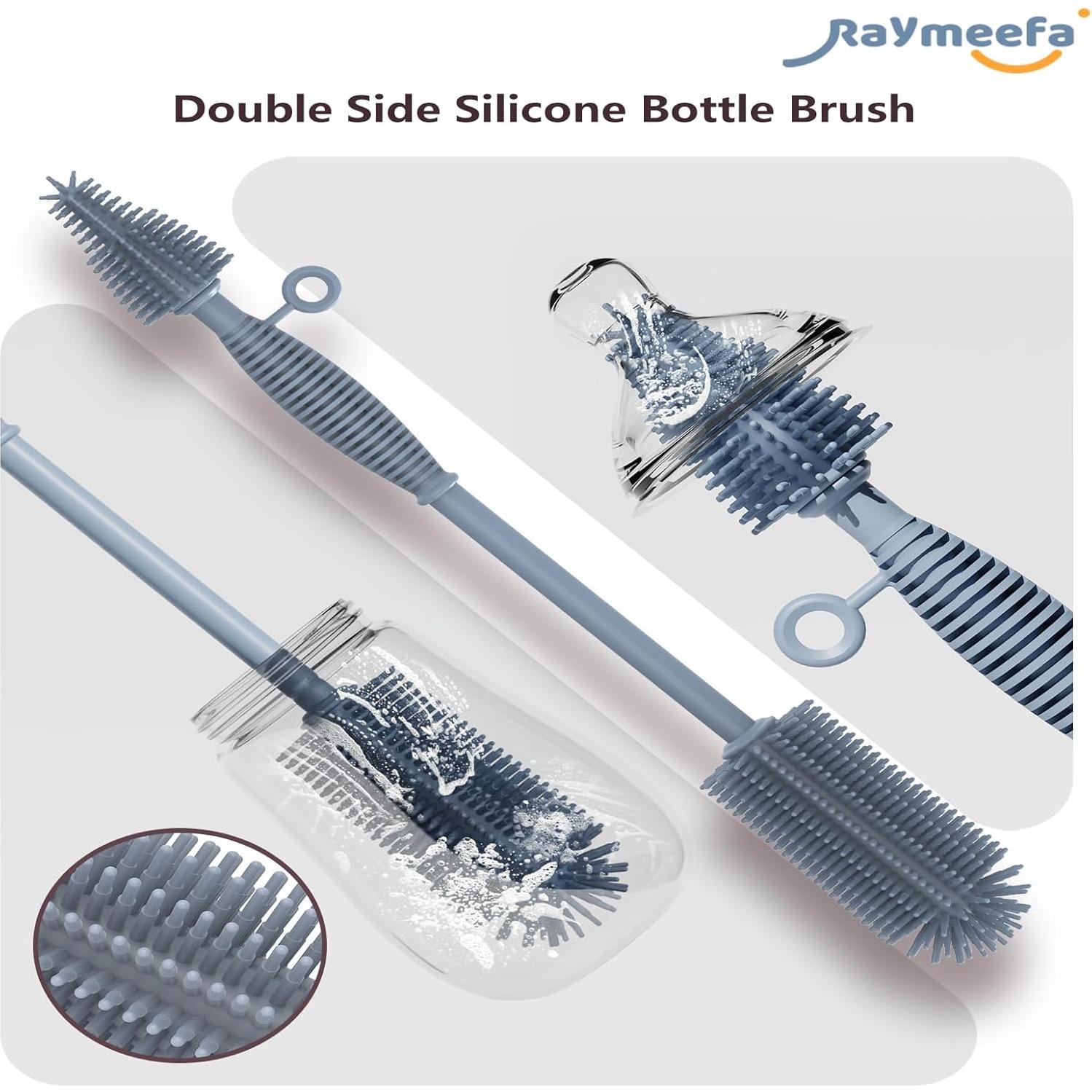 Cepillo de Limpieza de Botellas Raymeefa de Silicona Azul
