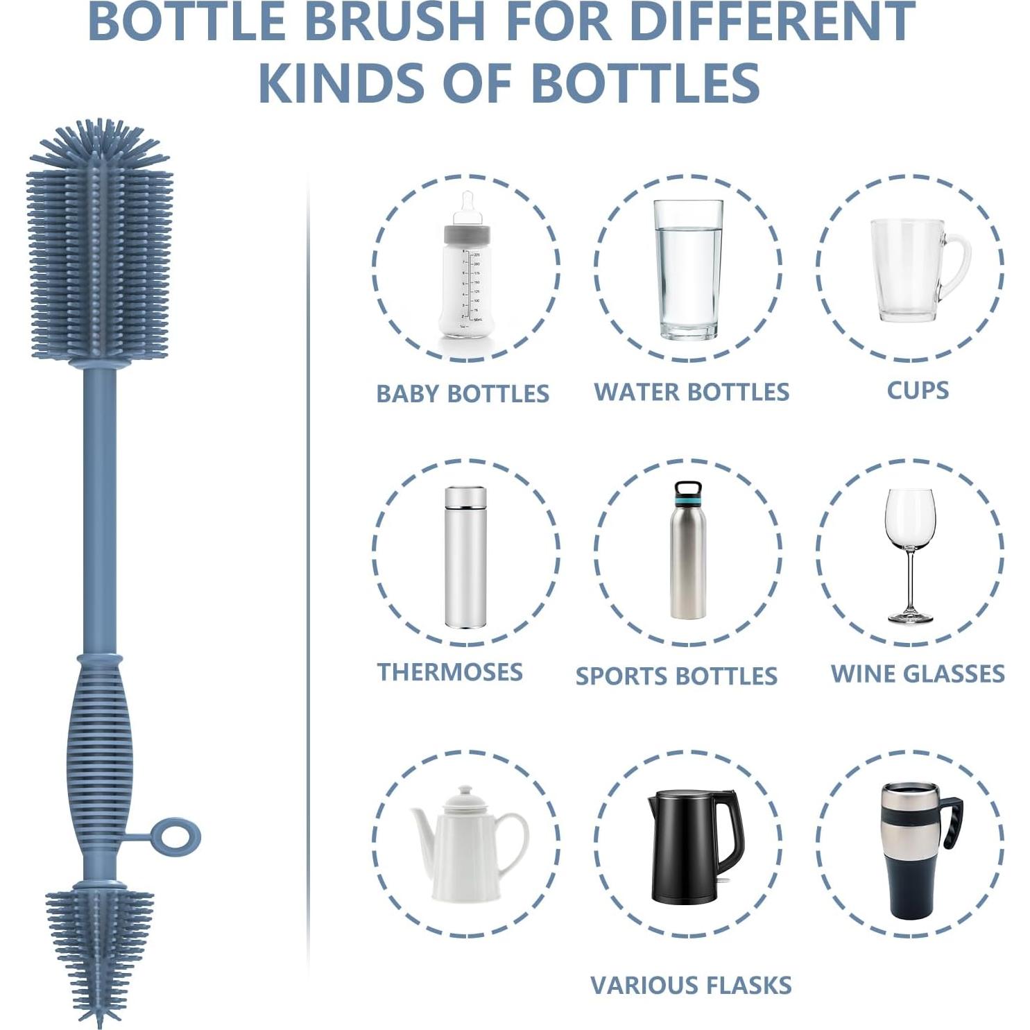 Cepillo de Limpieza de Botellas Raymeefa de Silicona Azul