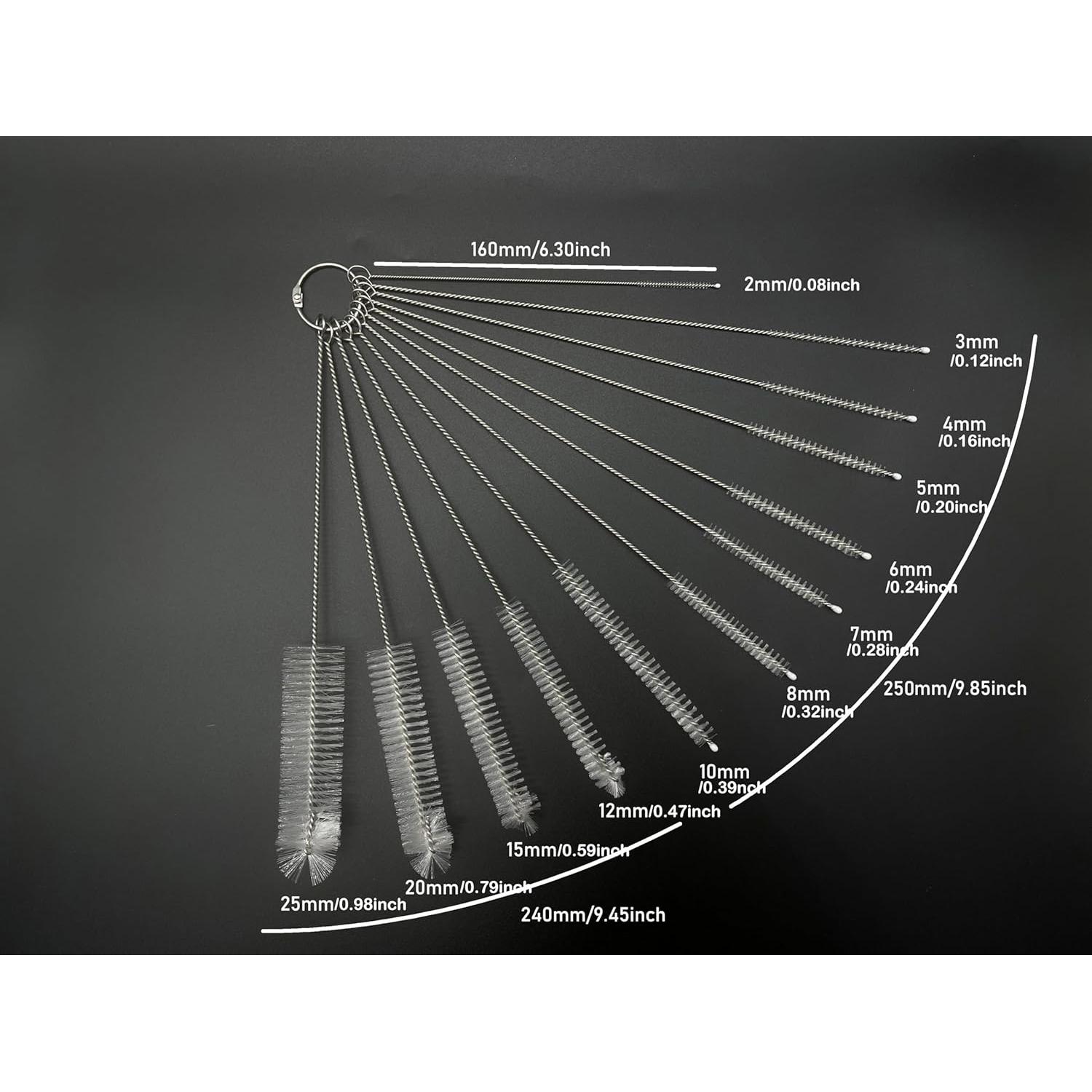 Kit de 12 Cepillos Limpiadores de Pajitas KINGSEM 2-25mm