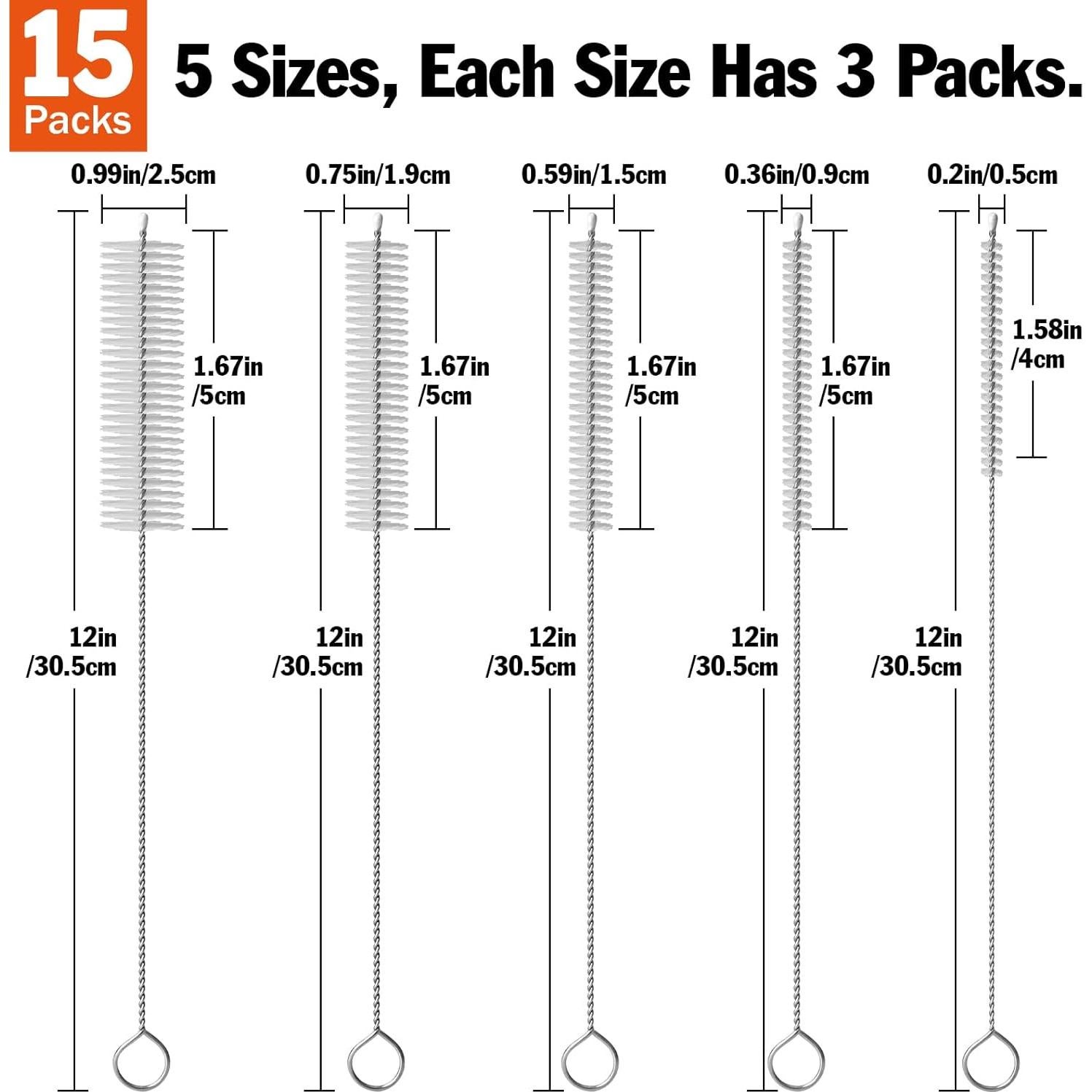 Juego de 15 cepillos limpiadores AZEN para pajitas y botellas