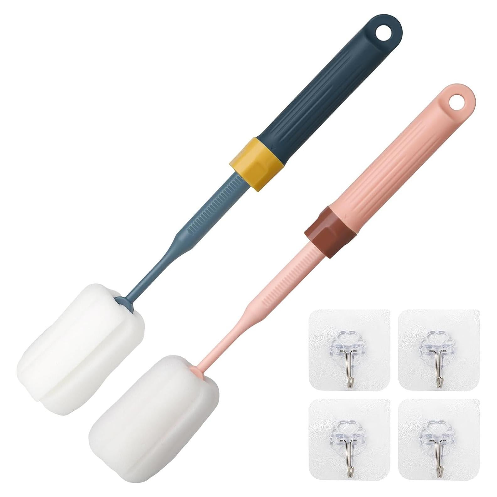 Juego de Cepillos para Botellas Cleansprite - 2 Unidades con Mango Ajustable 33 cm