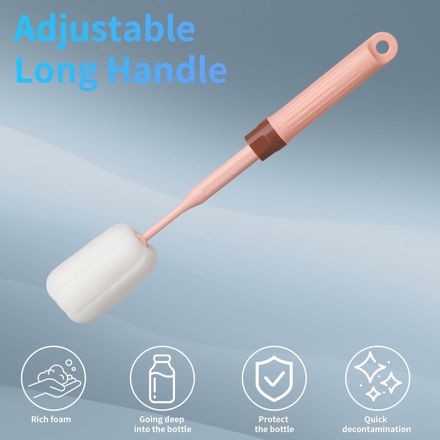 Juego de Cepillos para Botellas Cleansprite - 2 Unidades con Mango Ajustable 33 cm