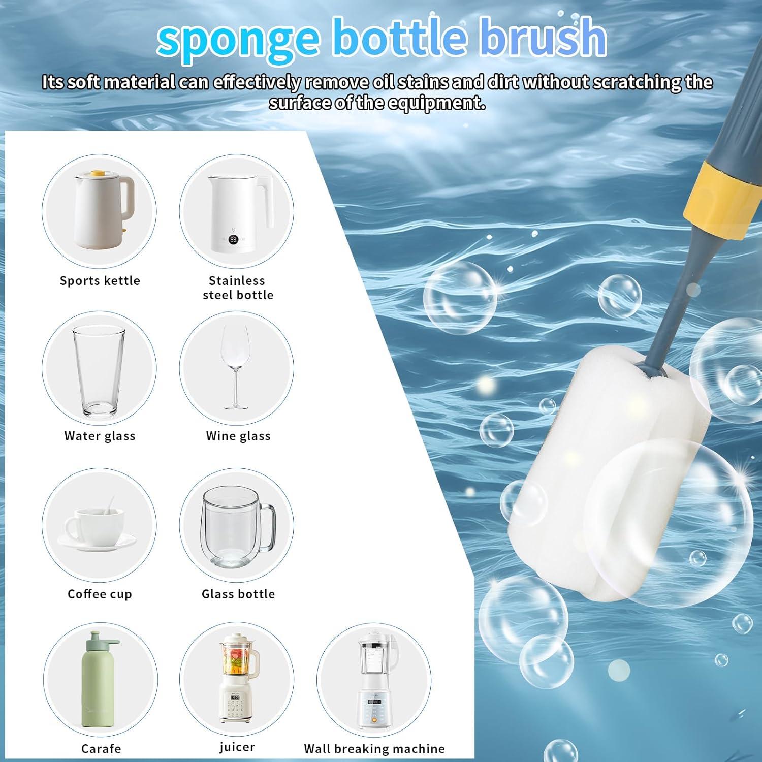 Juego de Cepillos para Botellas Cleansprite - 2 Unidades con Mango Ajustable 33 cm