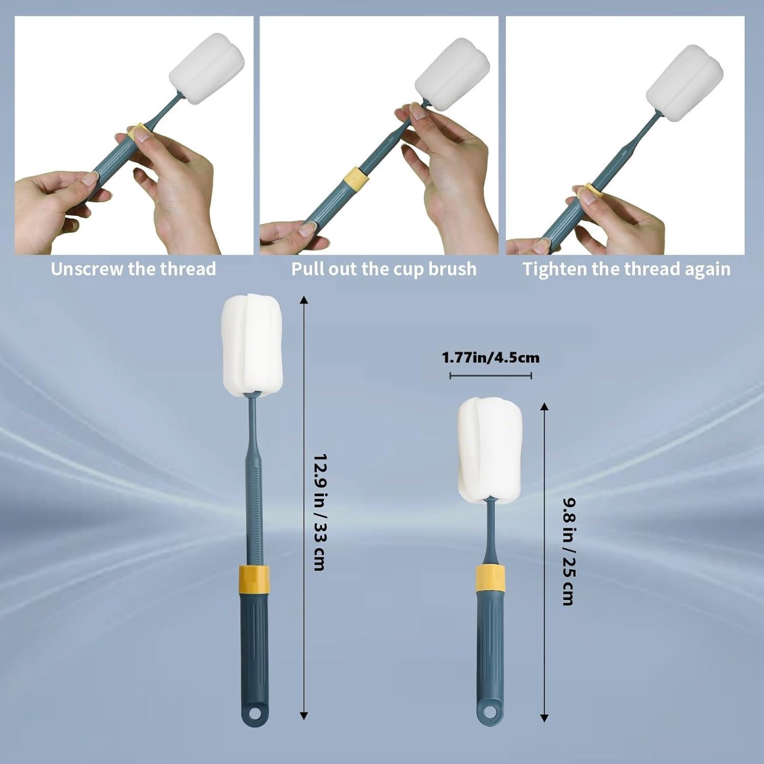 Juego de Cepillos para Botellas Cleansprite - 2 Unidades con Mango Ajustable 33 cm