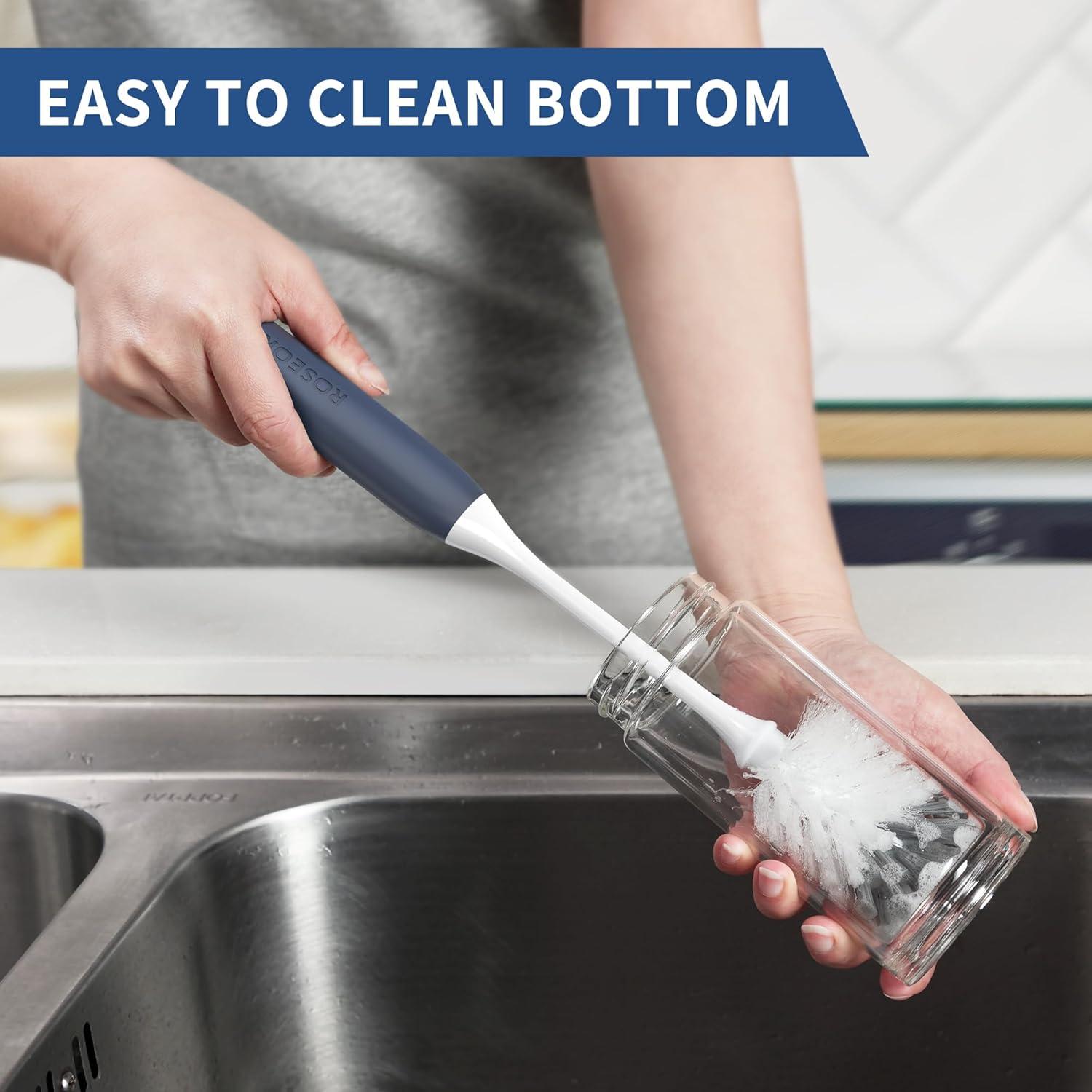 Cepillo de Botella ROSEOK Mango Largo 32.5 cm 2 Unidades Azul