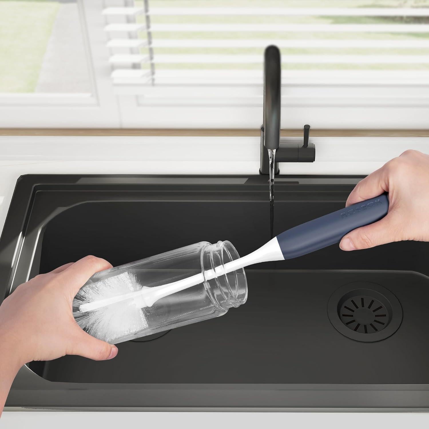 Cepillo de Botella ROSEOK Mango Largo 32.5 cm 2 Unidades Azul