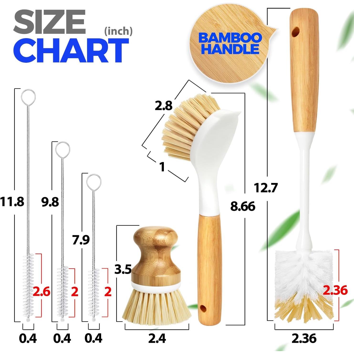 Set de 6 Cepillos de Cocina Holikme - Botellas, Platos, Palma, Pajitas