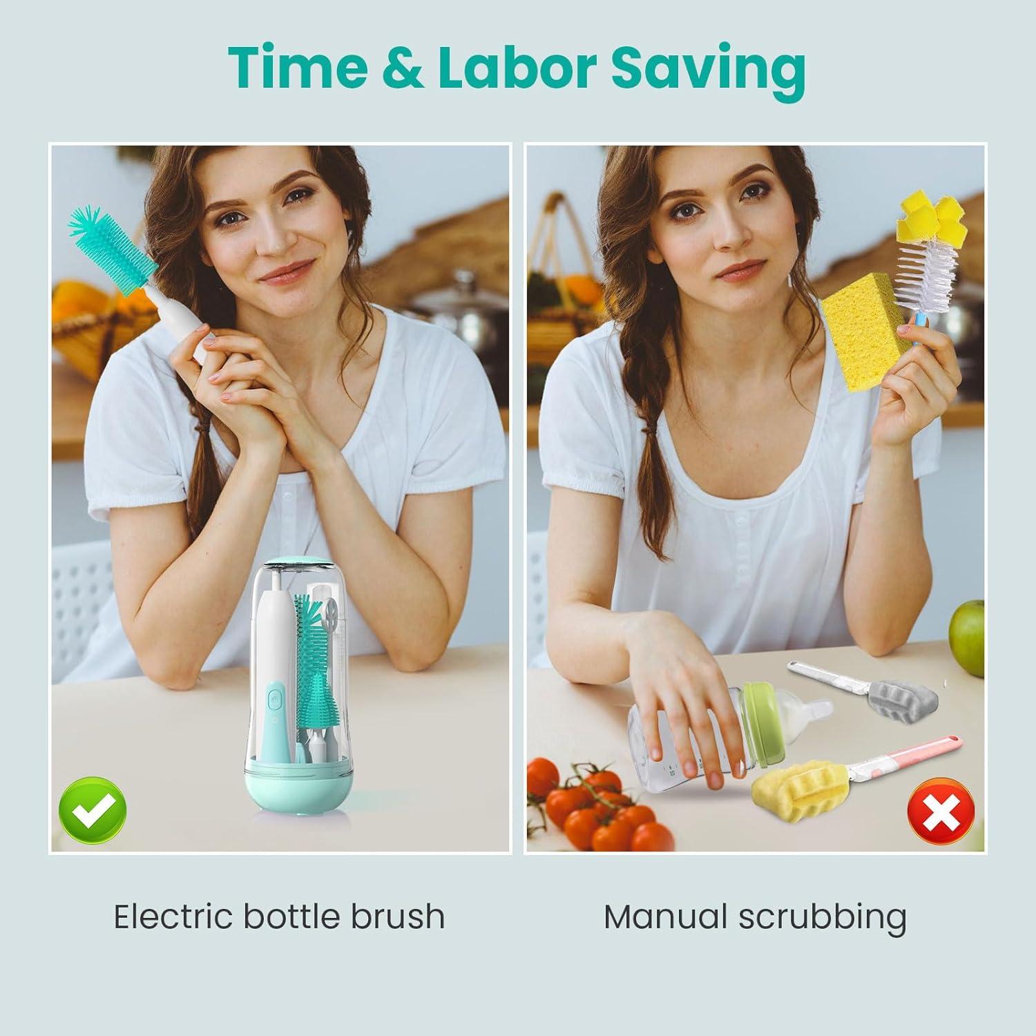 Limpiador Eléctrico de Botellas Duoffanny Verde 9 en 1 Recargable