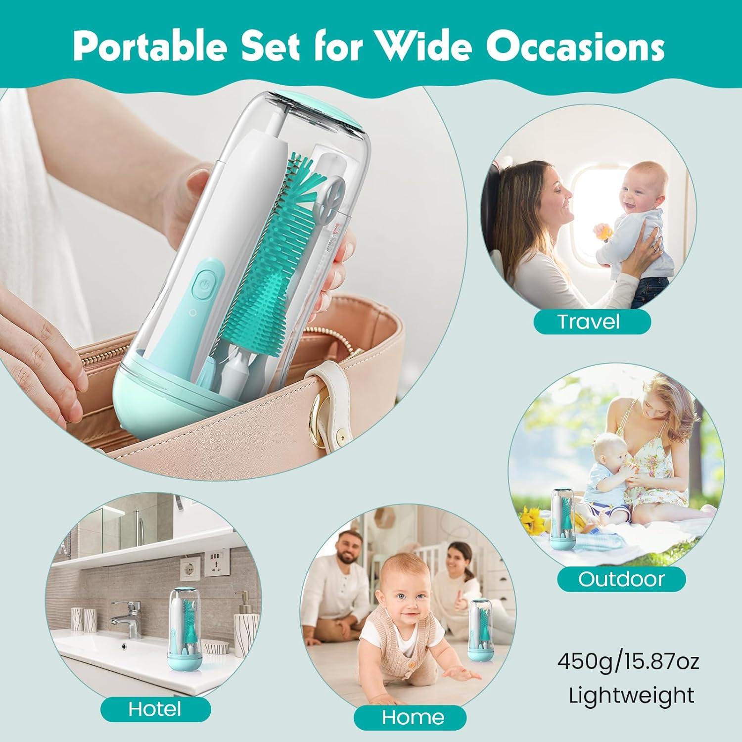 Limpiador Eléctrico de Botellas Duoffanny Verde 9 en 1 Recargable