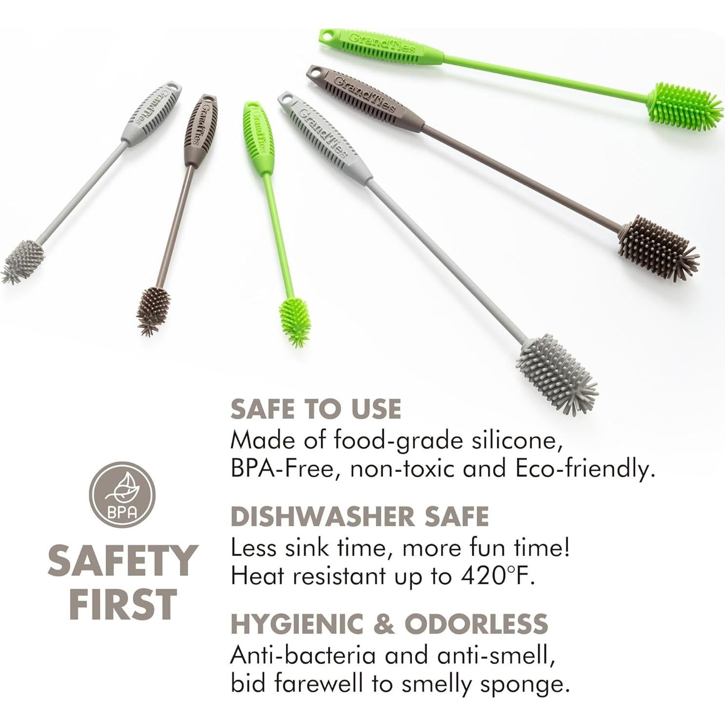 Juego de Cepillos de Limpieza de Botellas GrandTies 2 Piezas