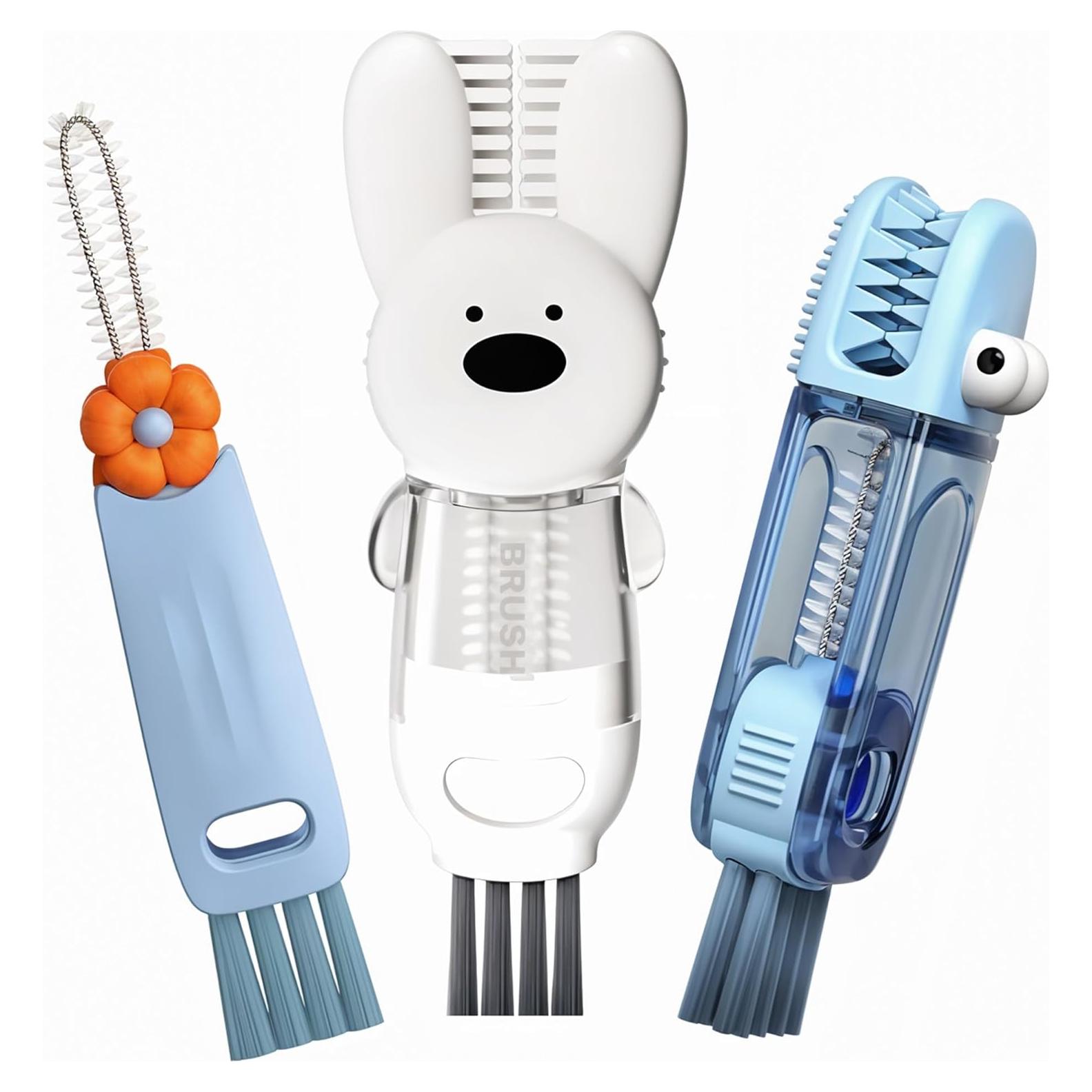 Cepillo de Limpieza 3 en 1 FOLISSE para Tapas y Botellas Azul