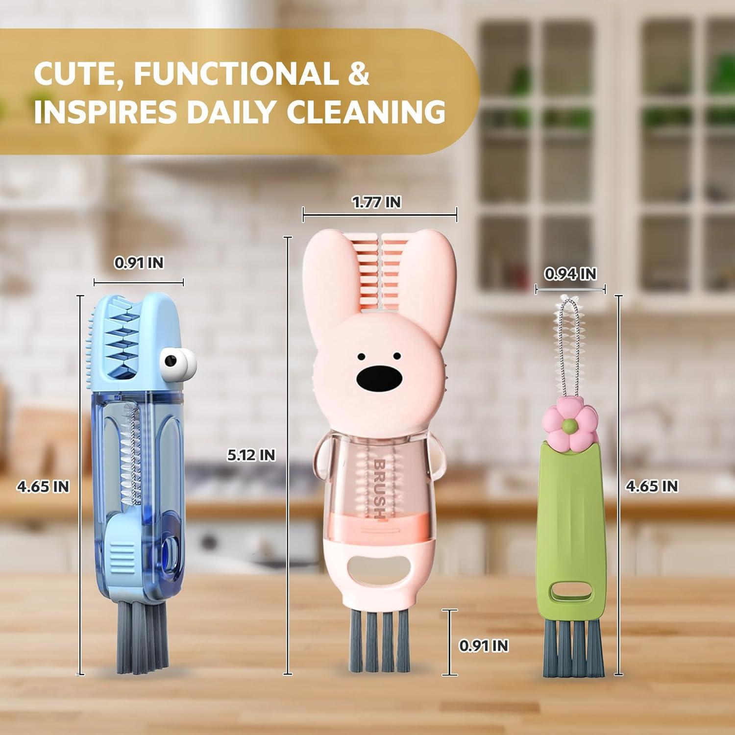 Cepillo de Limpieza 3 en 1 FOLISSE para Tapas y Botellas Azul