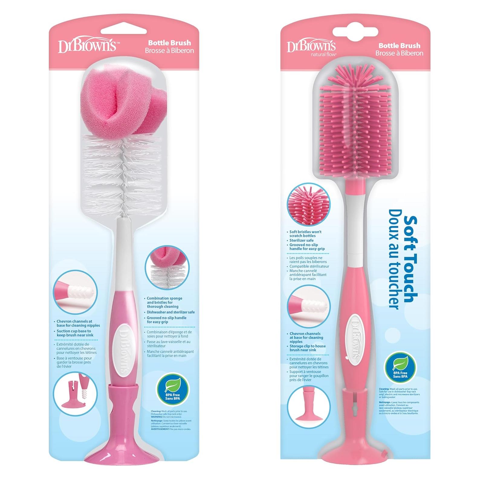 Cepillo para Biberones y Pezones Dr. Brown - 2 Unidades Rosa