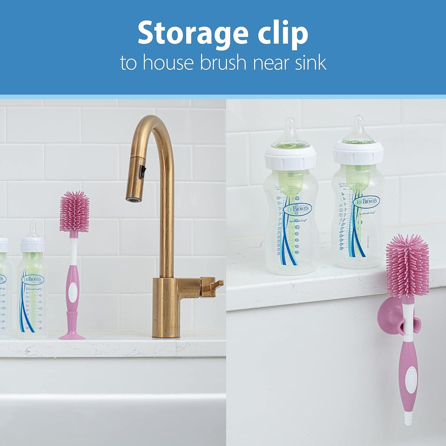 Cepillo para Biberones y Pezones Dr. Brown - 2 Unidades Rosa