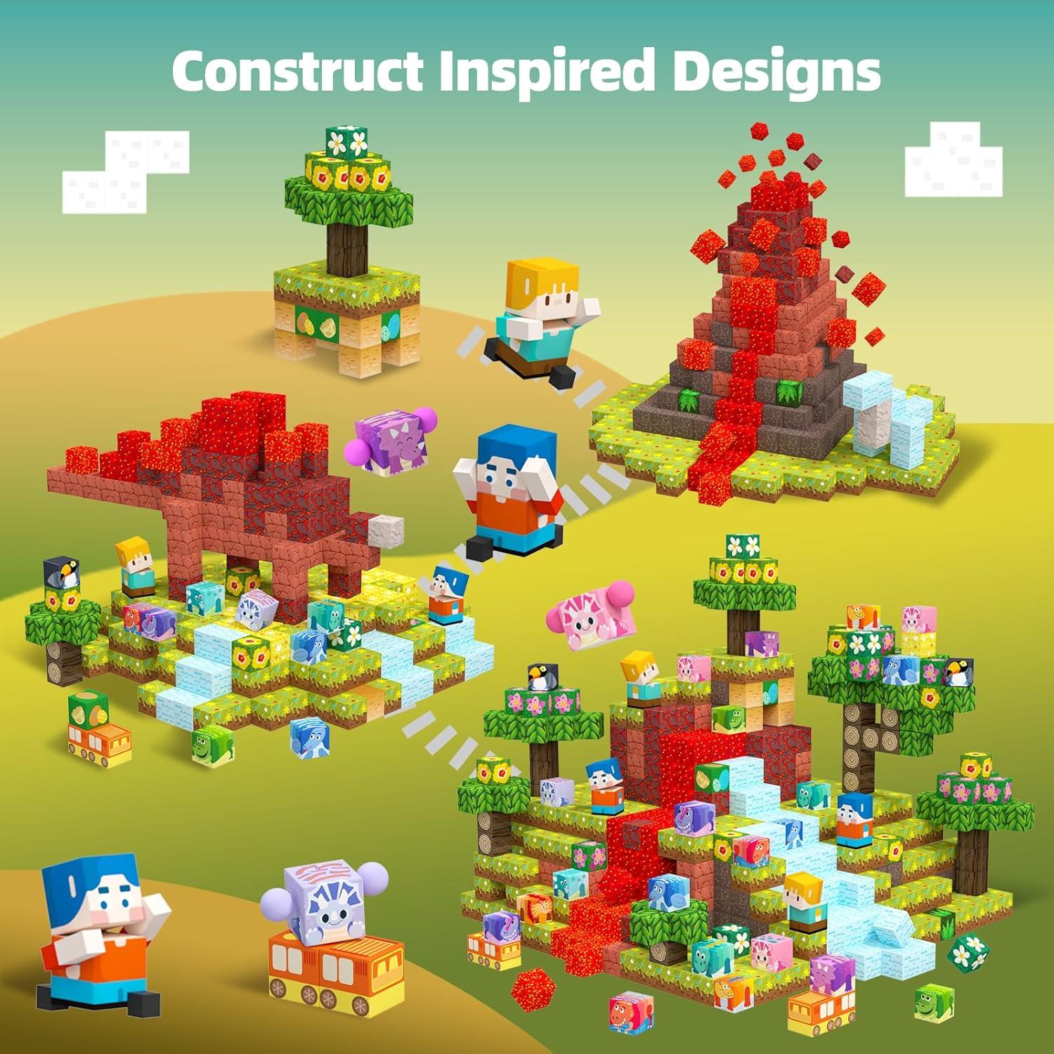 GobiDex Set Bloques Magnéticos Dinosaurios 100 Piezas