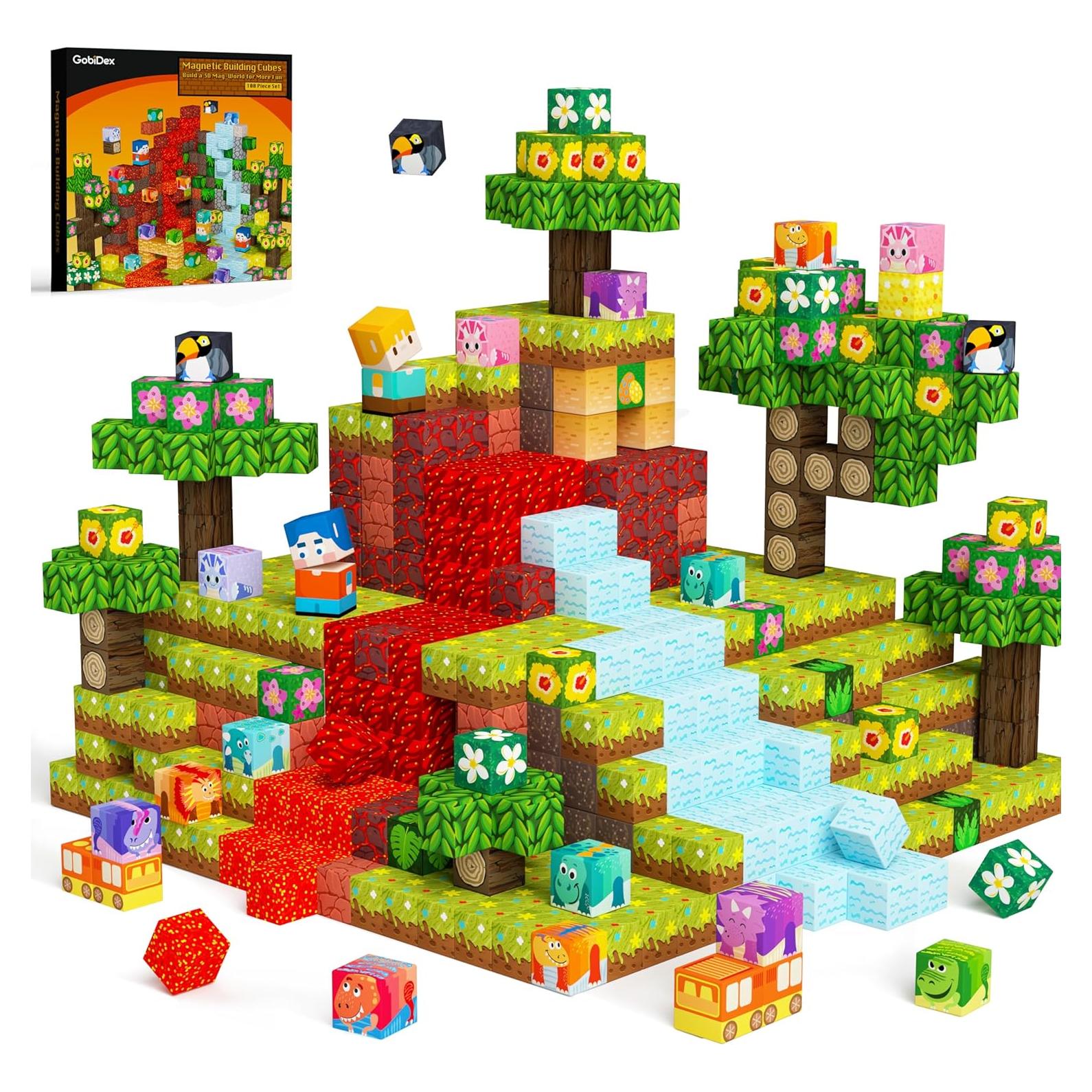 GobiDex Set de Bloques Magnéticos 100PCS Dinosaurios