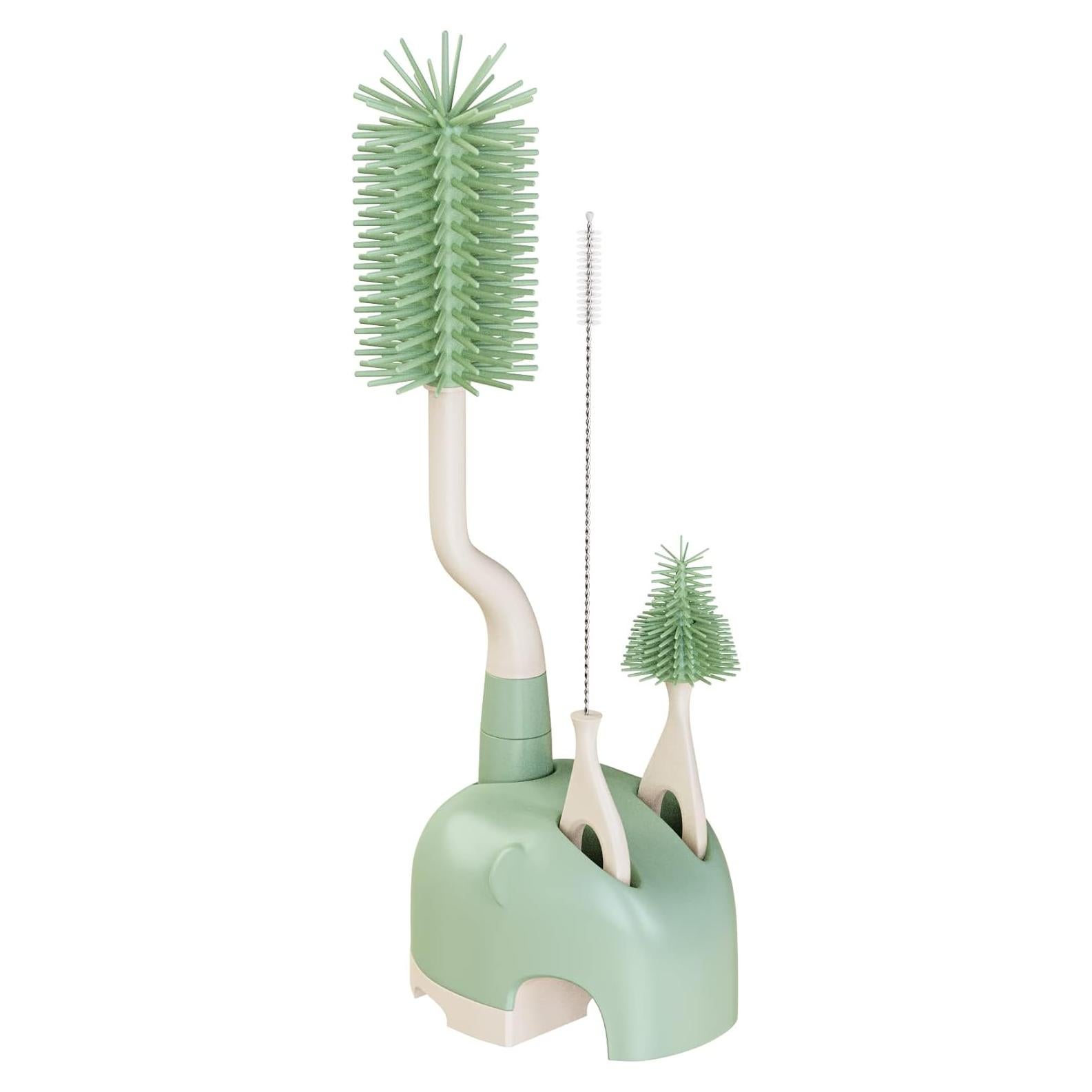 Juego de Cepillos de Botellas de Silicona ePiiChua 3 en 1 Verde