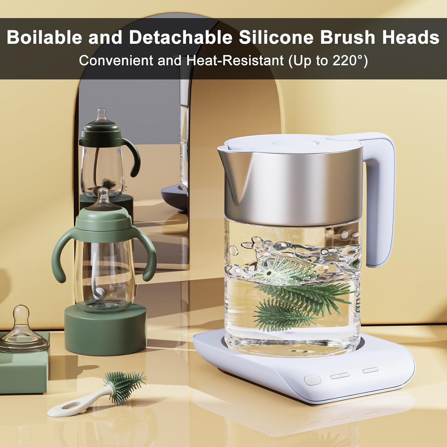 Juego de Cepillos de Botellas de Silicona ePiiChua 3 en 1 Verde