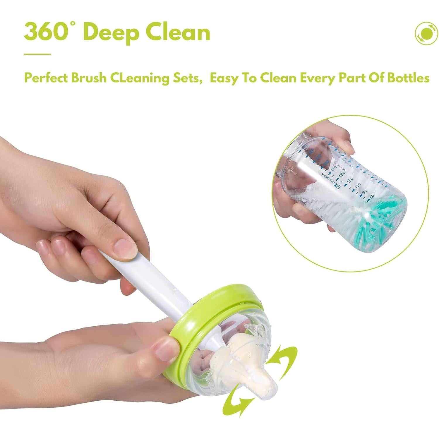 Juego de cepillos para biberones CAREBABYMORE 5 piezas Verde