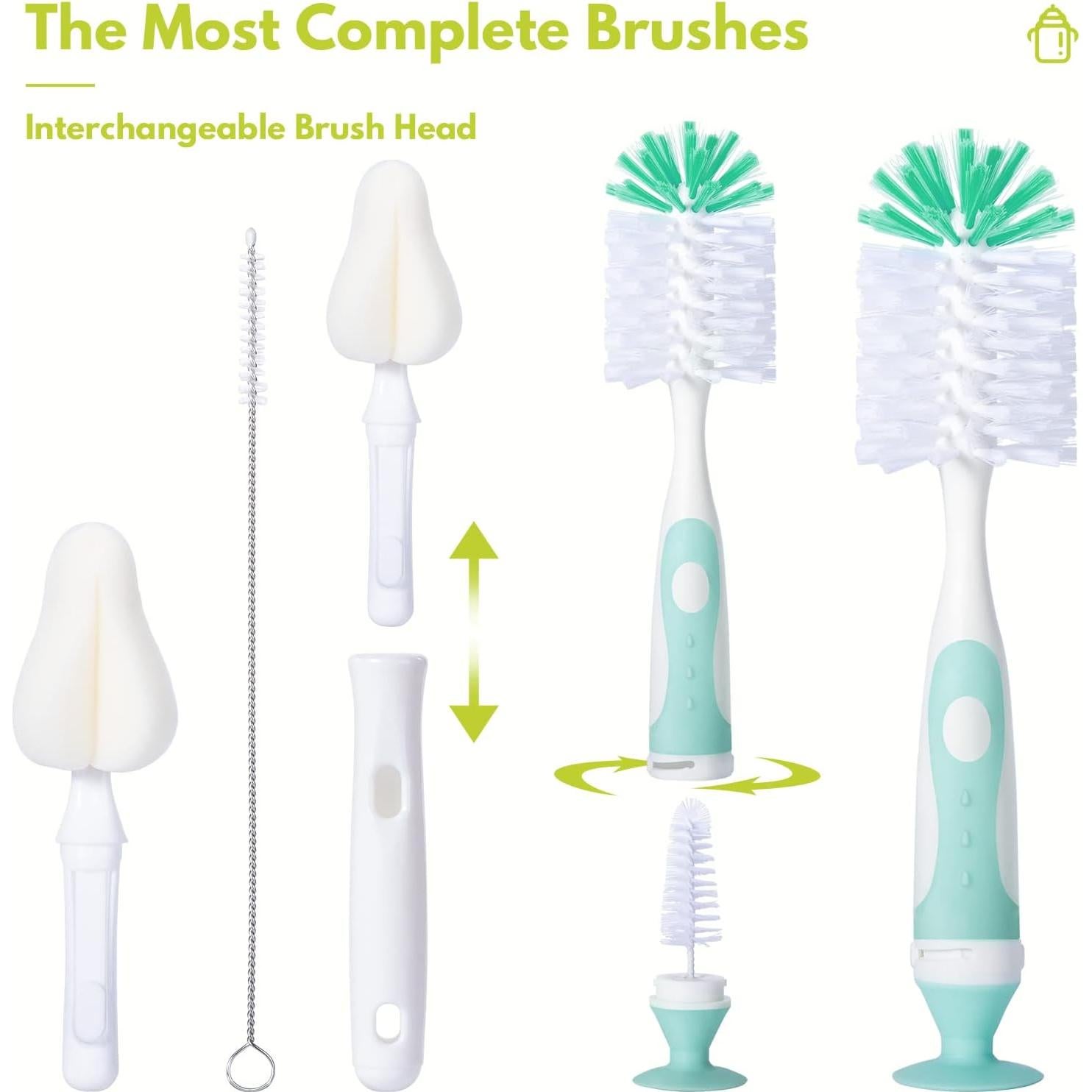 Juego de cepillos para biberones CAREBABYMORE 5 piezas Verde