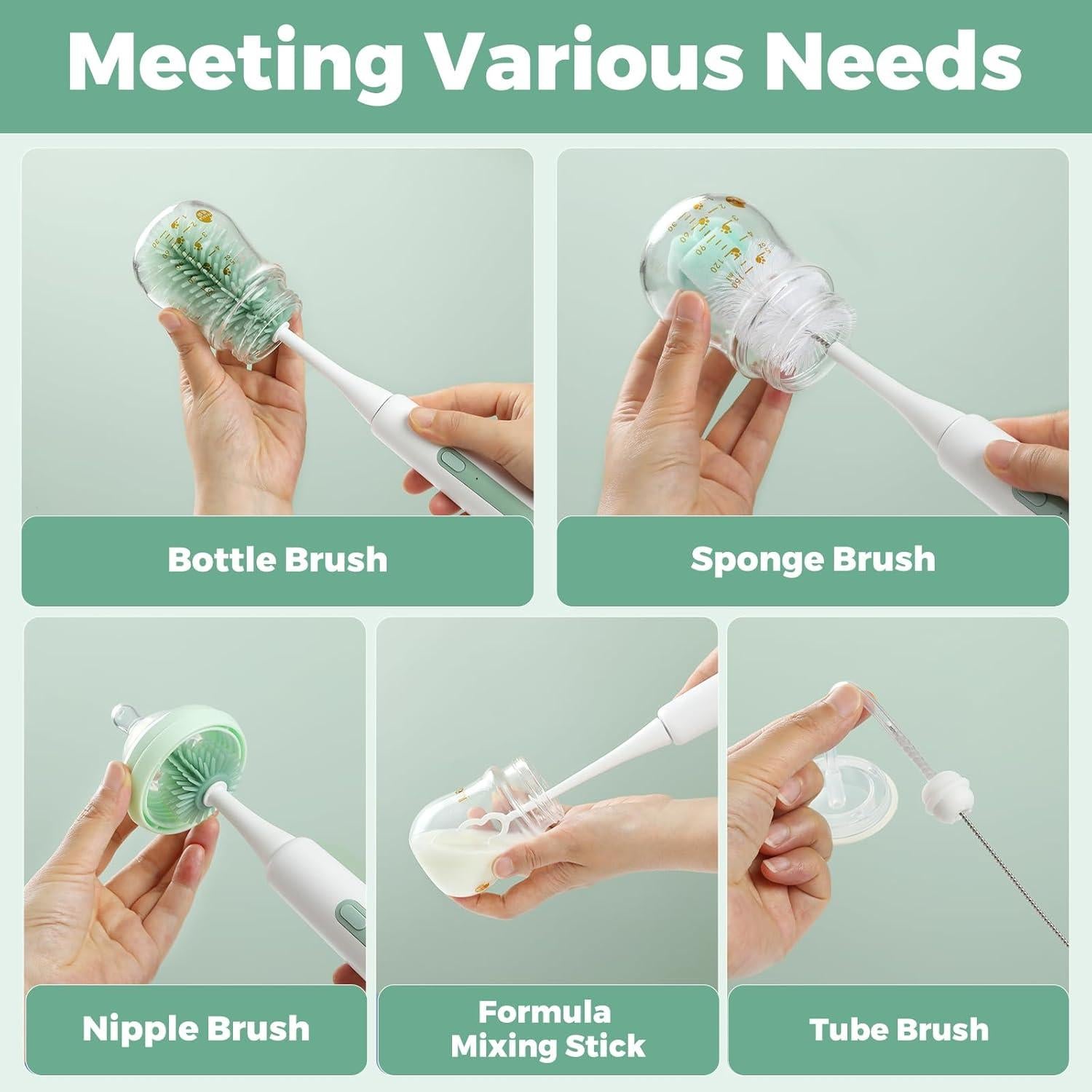 Kit de Cepillo Eléctrico 7 en 1 Momcozy - Limpieza y Mezclador