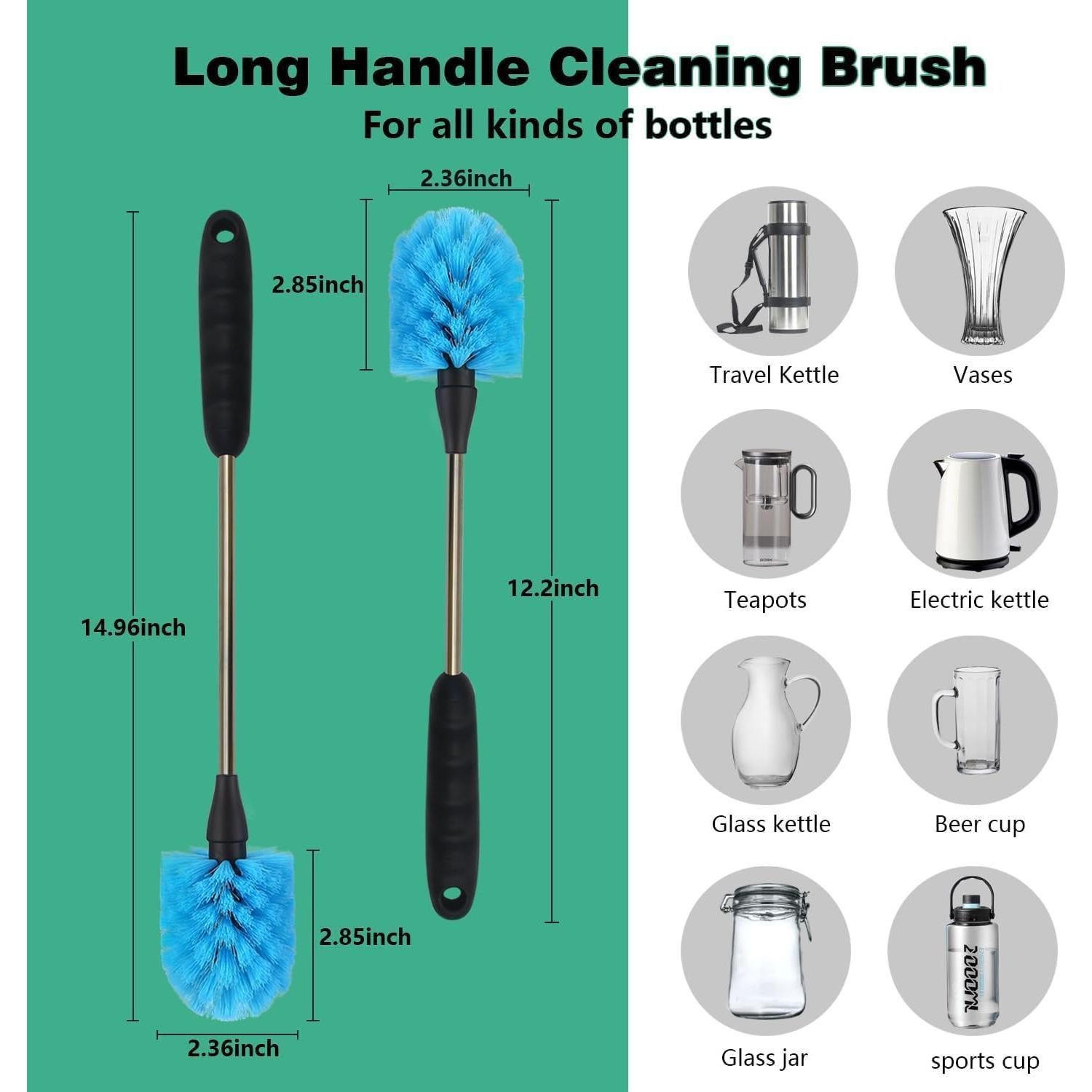 Juego de limpieza de botellas XENNRY con cepillos ergonómicos