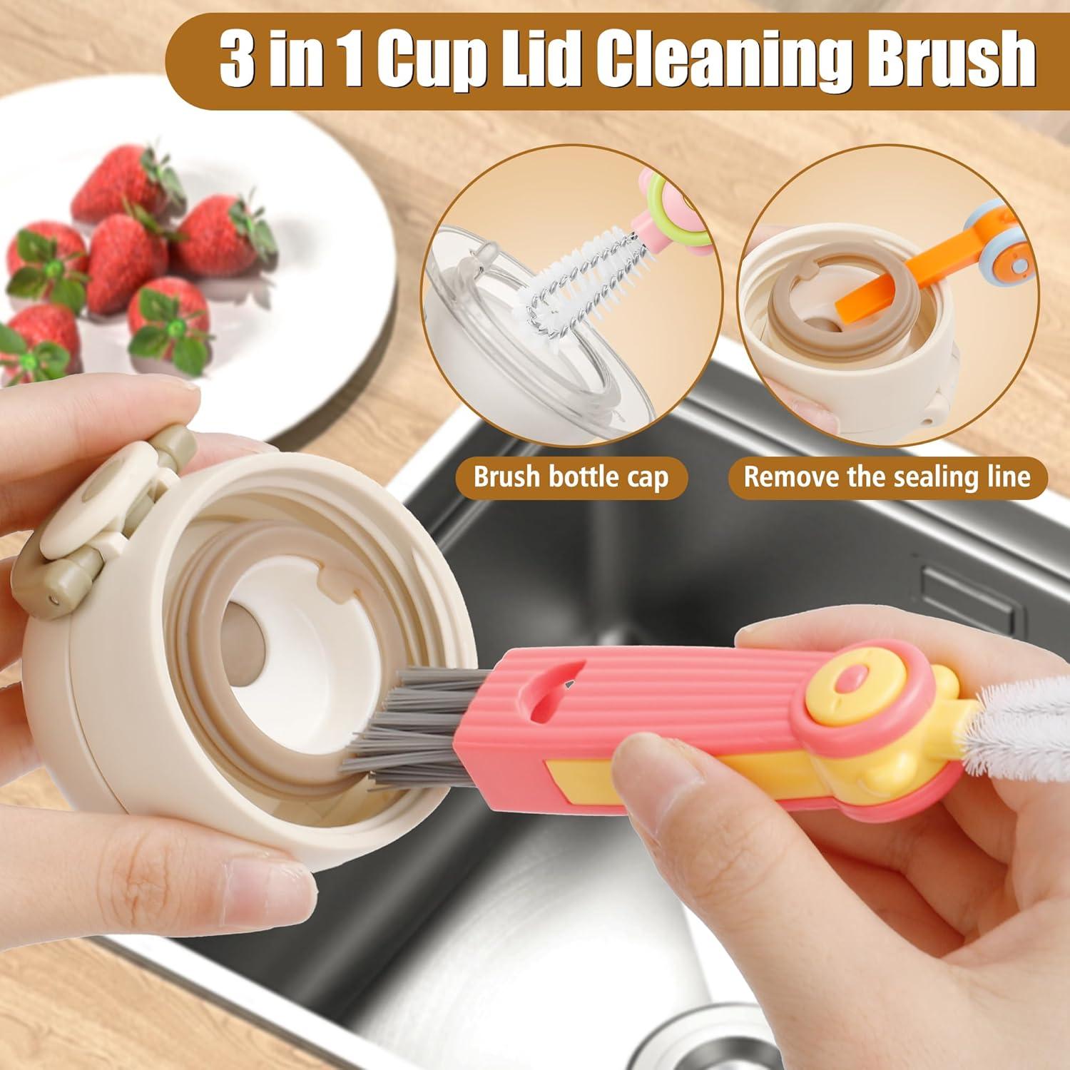 Juego de Cepillos de Limpieza INDEMO 3 en 1 para Botellas y Tazas