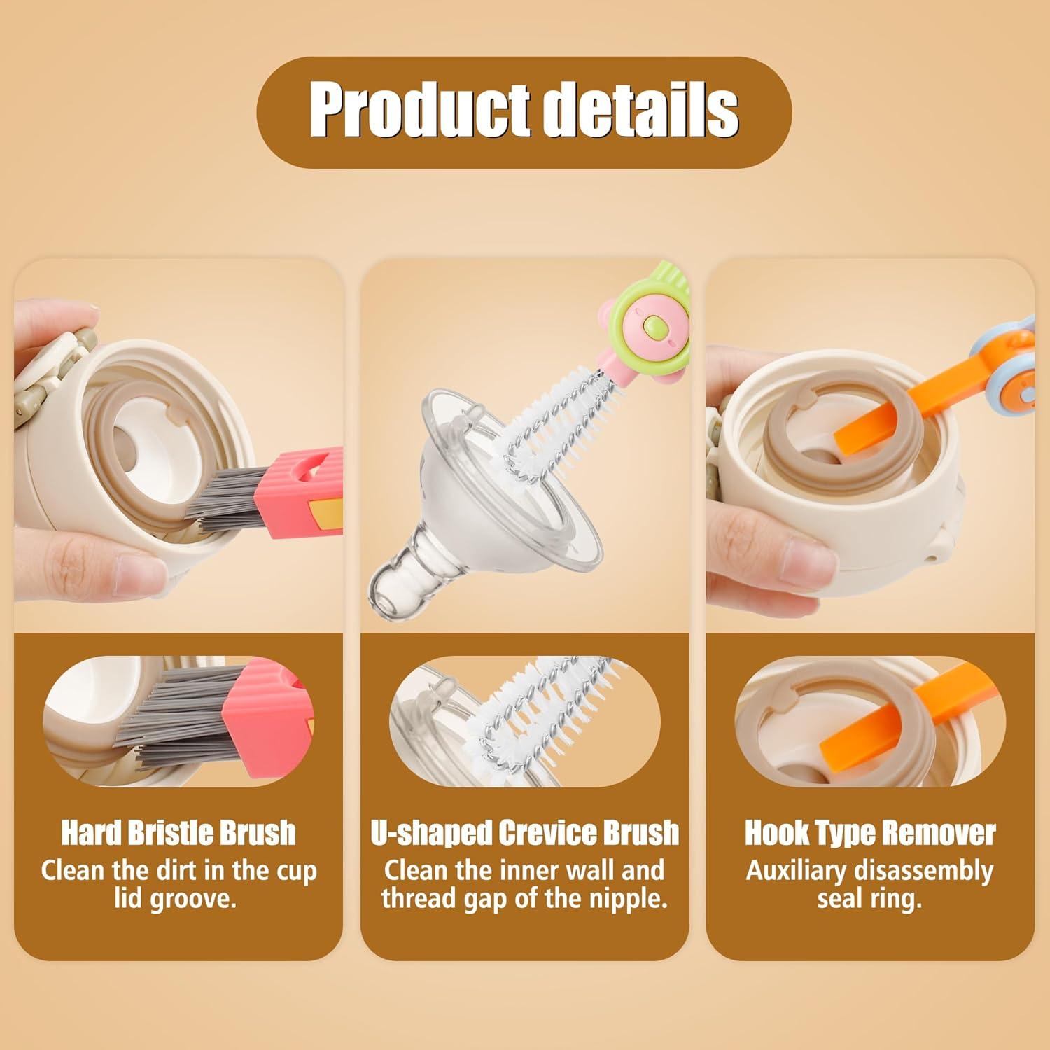 Juego de Cepillos de Limpieza INDEMO 3 en 1 para Botellas y Tazas