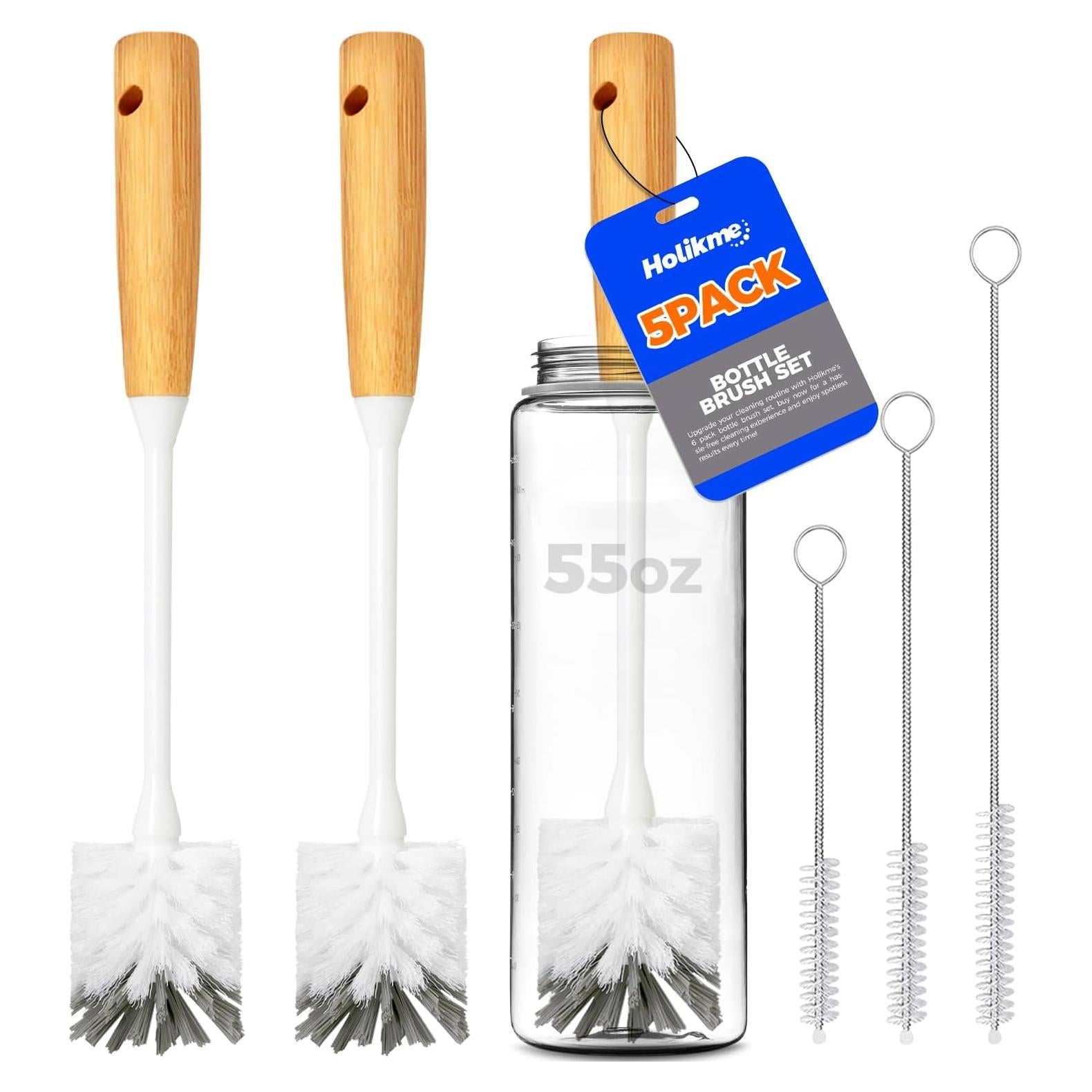 Set de Limpiadores de Botellas Holikme 5 Piezas Bambú 35.56 cm