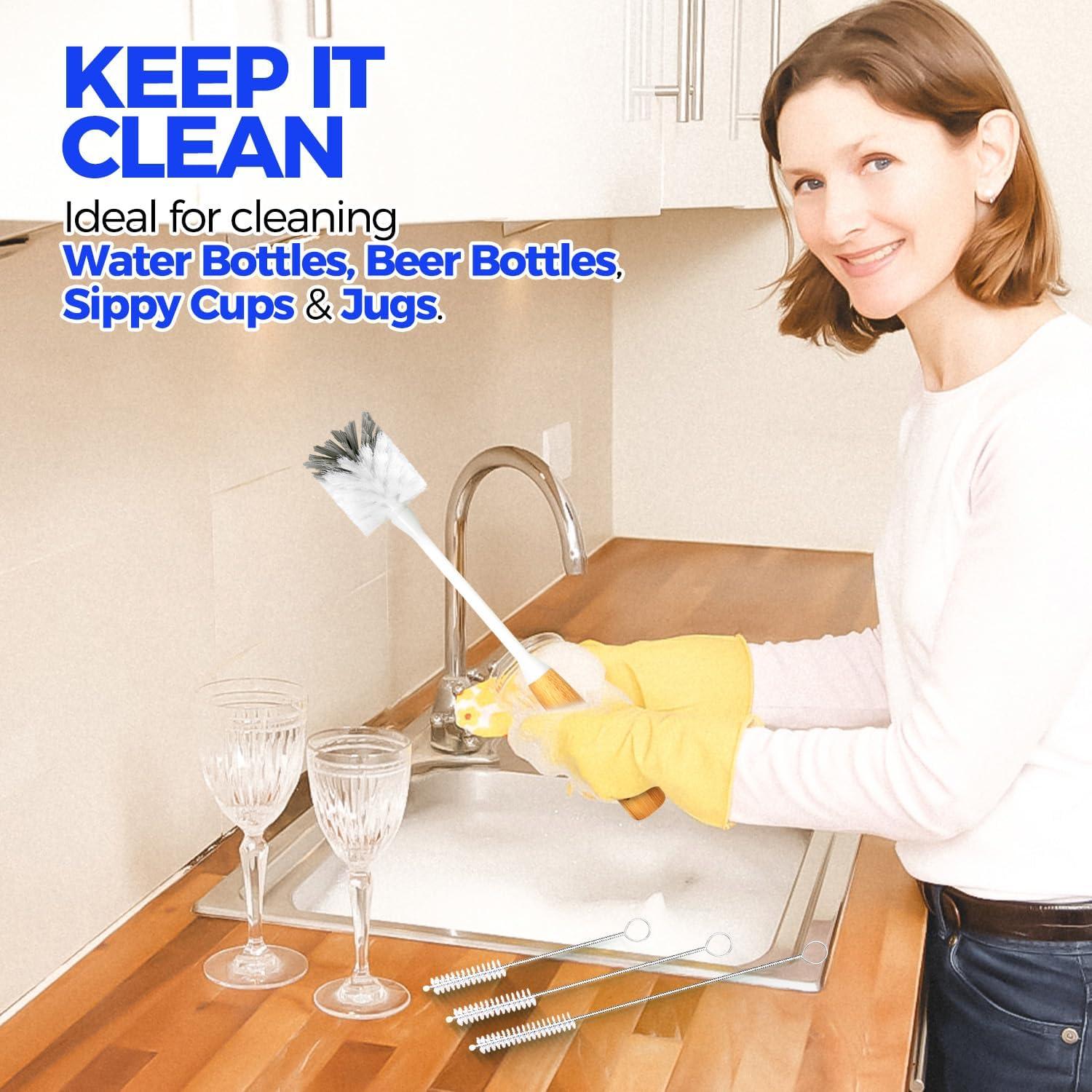 Set de Limpiadores de Botellas Holikme 5 Piezas Bambú 35.56 cm