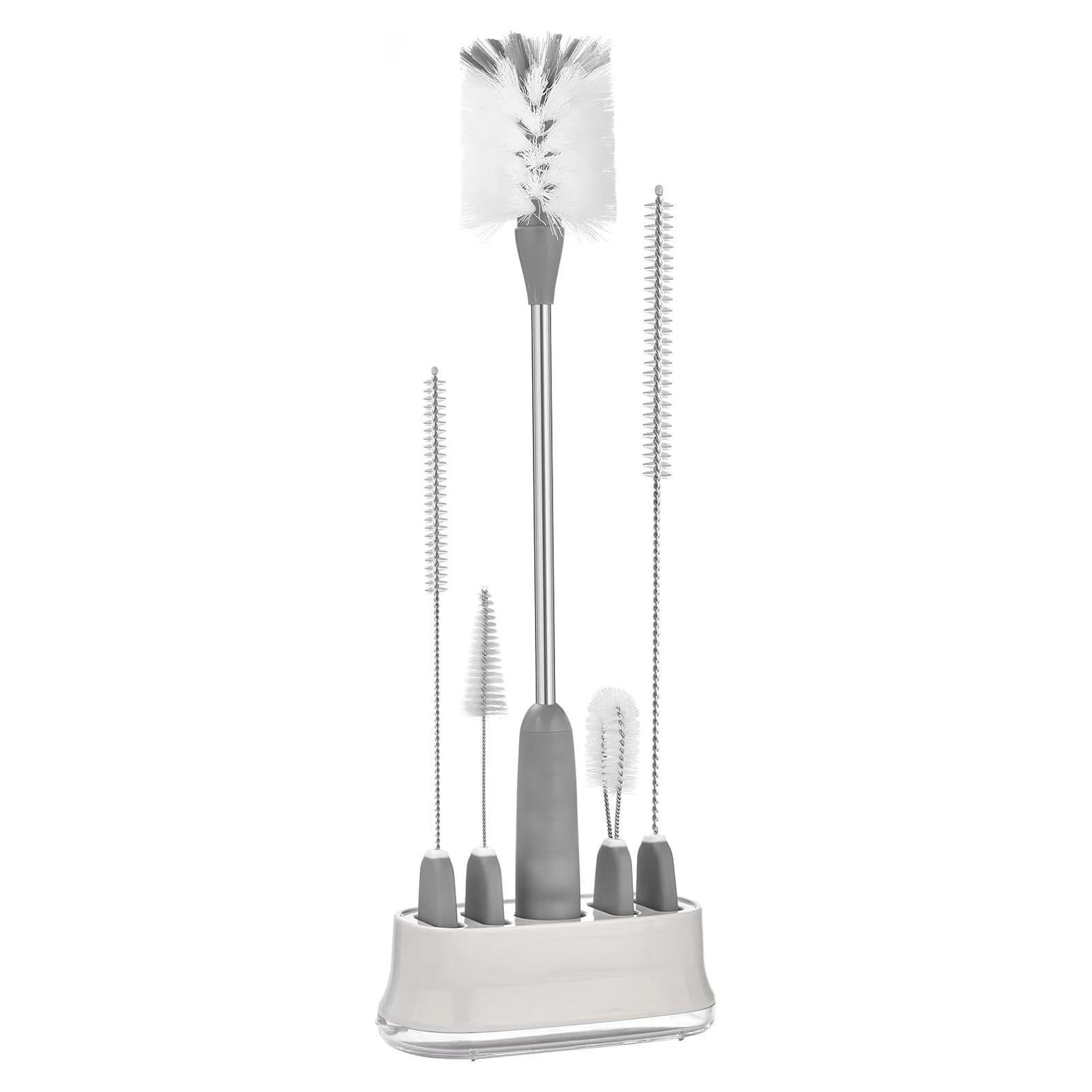 ALINK Juego de 5 Cepillos para Botellas y Pajitas - Gris