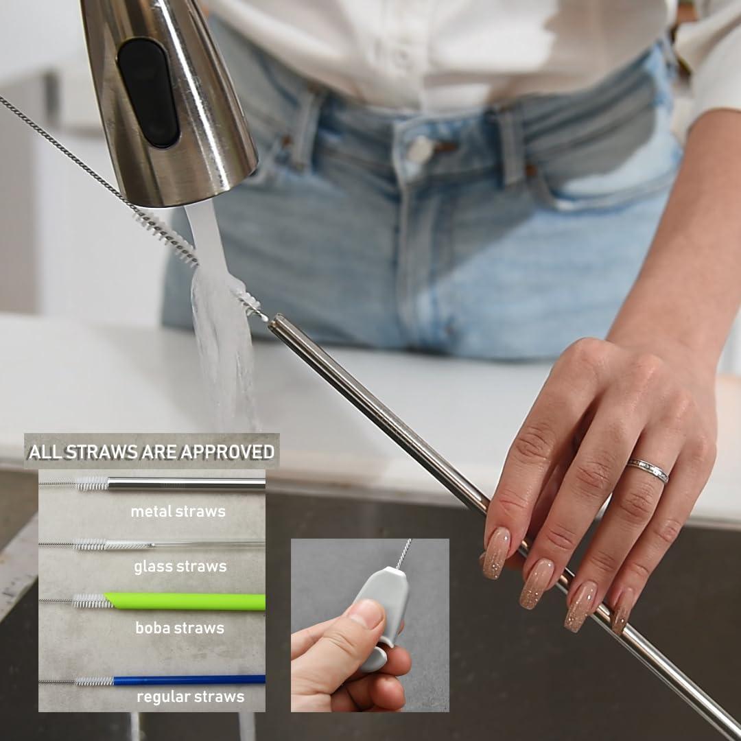 ALINK Juego de 5 Cepillos para Botellas y Pajitas - Gris