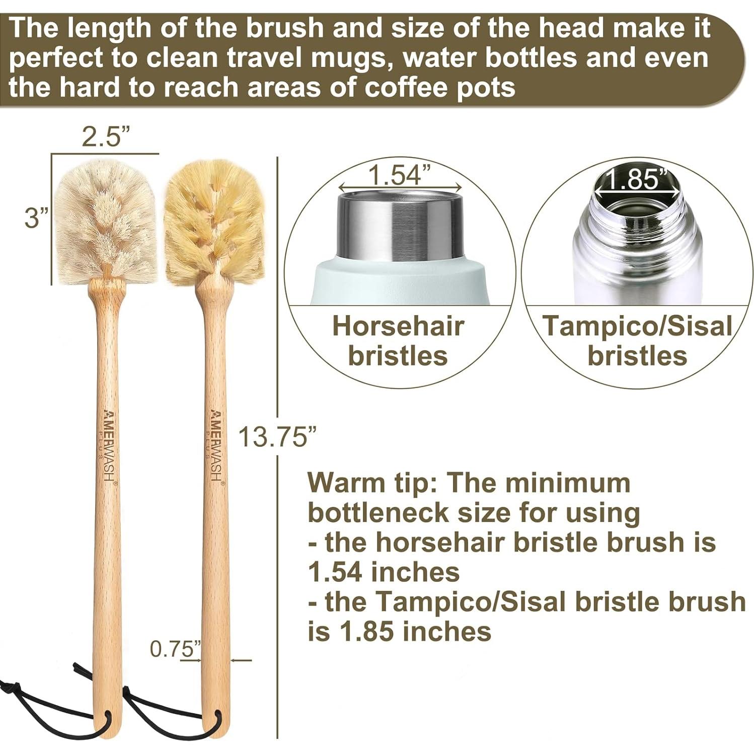 Cepillos para Botellas AMERWASH PLUS con Mango de Madera 2 Pzas