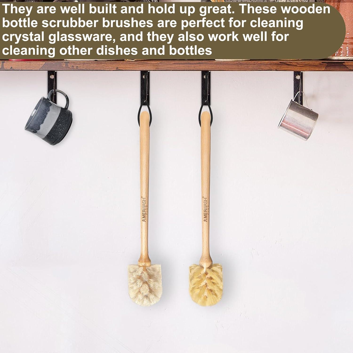 Cepillos para Botellas AMERWASH PLUS con Mango de Madera 2 Pzas